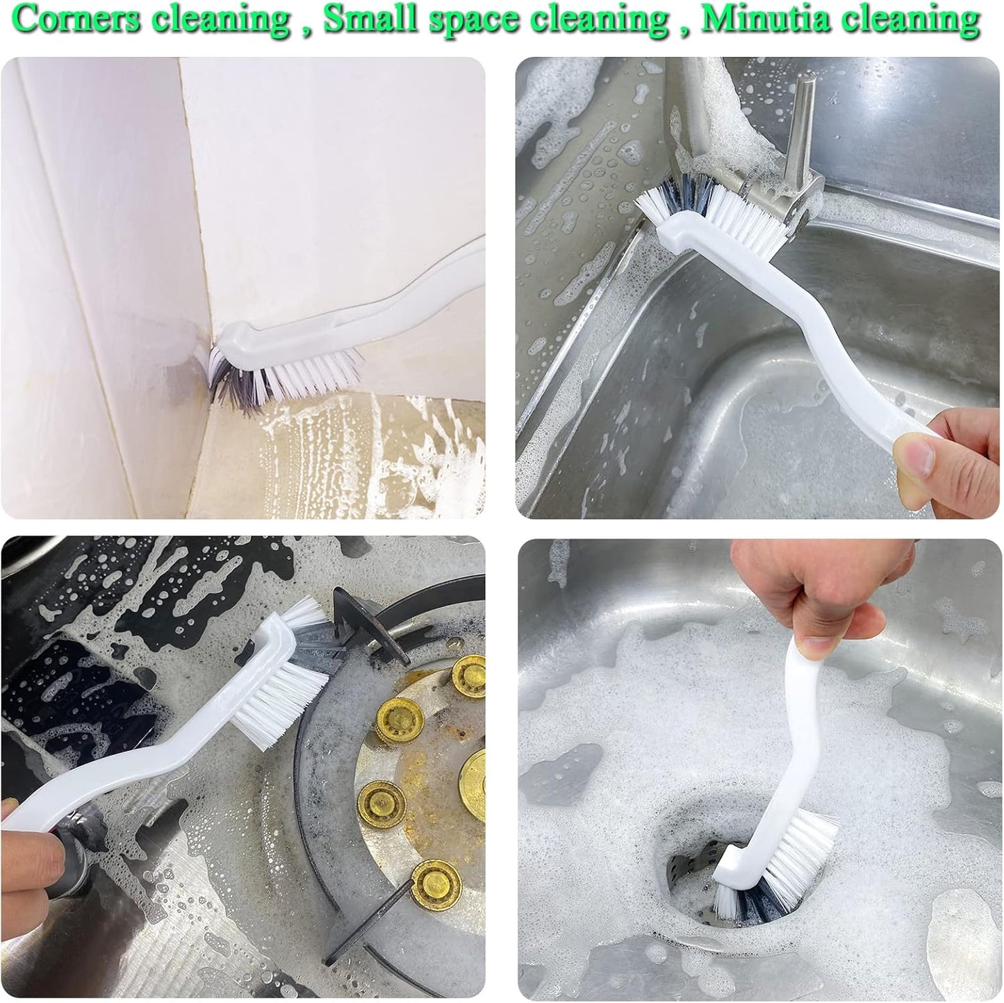 Cleaning Brushes Dish Brush Kitchen Washing Brush Set Shoe Brush Scrub Brush Home Household Cleaner Kit Floor Stiff Bristles with Adhesive Hooks Pot Pan Edge Corners Tile Lines Brush (Light Brown)