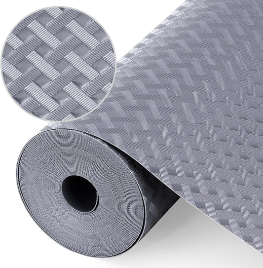 Shelf Liners, Non-Adhesive Drawer Liner, Waterproof & Oil-Proof Kitchen Cabinet Cupboard Liner Plastic EVA Material BPA Free Fridge Liner Mats Paper Protector for Shelves (Grey/20in x 240in)