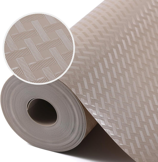 Beige Shelf Liners for Kitchen Cabinets Refrigerator Liners Waterproof & Oil-Proof Kitchen Cupboard Liner Drawer Mats EVA Material Non Adhesive Fridge Liner for Shelves 23.6 x 236.2 Inches