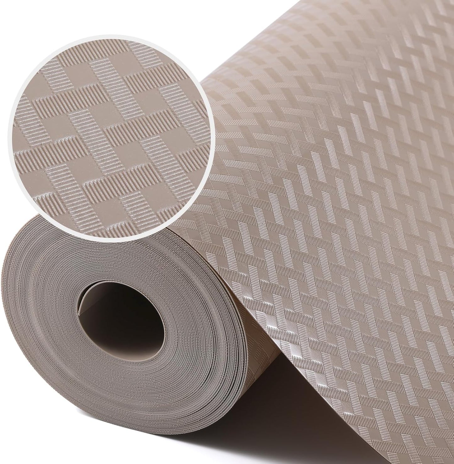 Shelf Liners for Kitchen Cabinets, Waterproof and Oil-Proof Kitchen Cupboard Liner, Refrigerator Liners and Plastic Drawer Mats EVA Non Adhesive Shelves, Fridge - Beige 11.8 x 118 Inches