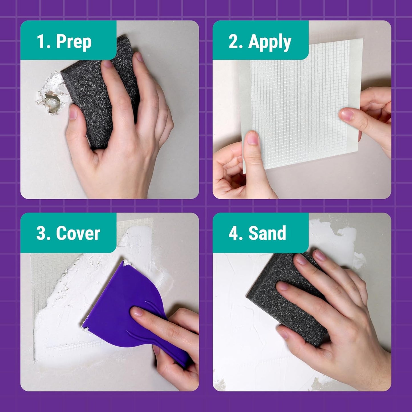 StrongPatch® 6 in. x 6 in. Flexible Self-Adhesive Wall Repair Patch (3-Pack) – Versatile, Cut-to-Fit, Easy Application for Holes, Cracks, and Corners