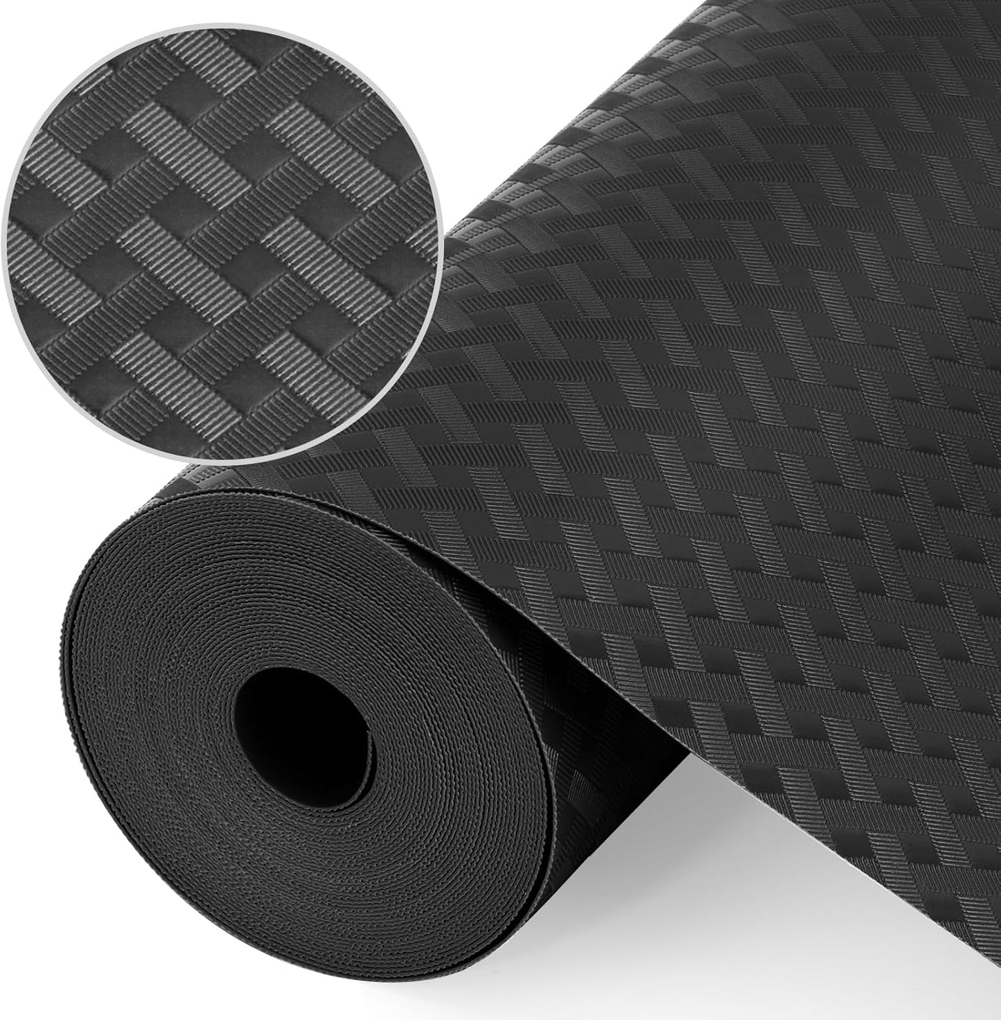 Shelf Liners, Non-Adhesive Drawer Liner, Waterproof & Oil-Proof Kitchen Cabinet Cupboard Liner Plastic EVA Material BPA Free Fridge Liner Mats Paper Protector for Shelves (Black/12in x 120in)