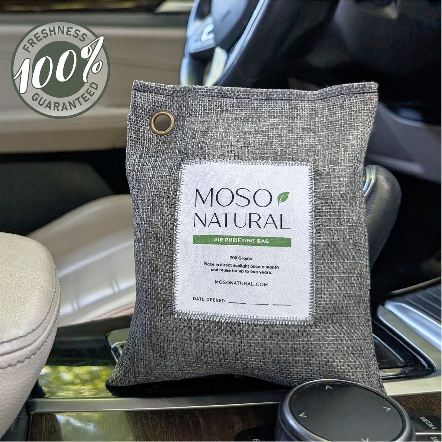 Moso Natural Air Purifying Bag 200g (2 Pack) Bamboo Charcoal Odor Absorber for Home & Car | Closet Odor Eliminator, Small Room Deodorizer & Car Air Freshener | Long Lasting Charcoal Bags Cover 90sqft