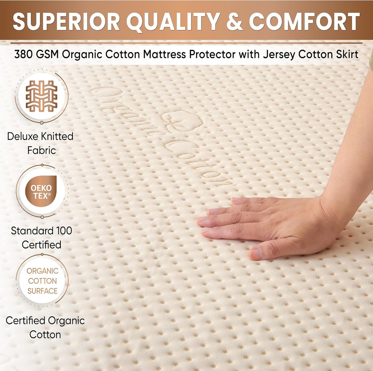 Crib Luxury Organic Cotton Mattress Protector - Skin Friendly, Waterproof, Breathable & Absorbent Crib Mattress Pad - Premium Protector for Baby and Toddler Beds - Fitted for Standard Baby Crib Size