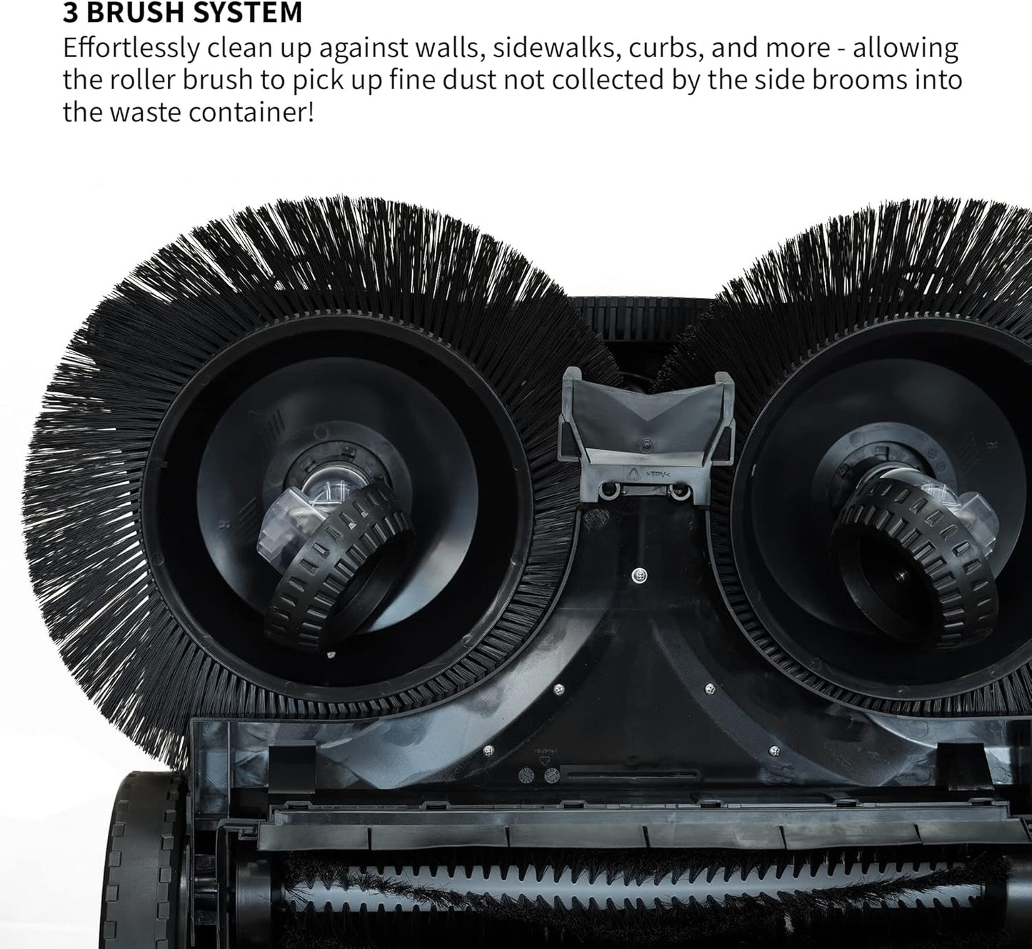 30" Battery Powered Push Sweeper with Triple Power Brooms Electric Drive and Dust Suppression (30" Sweeper)