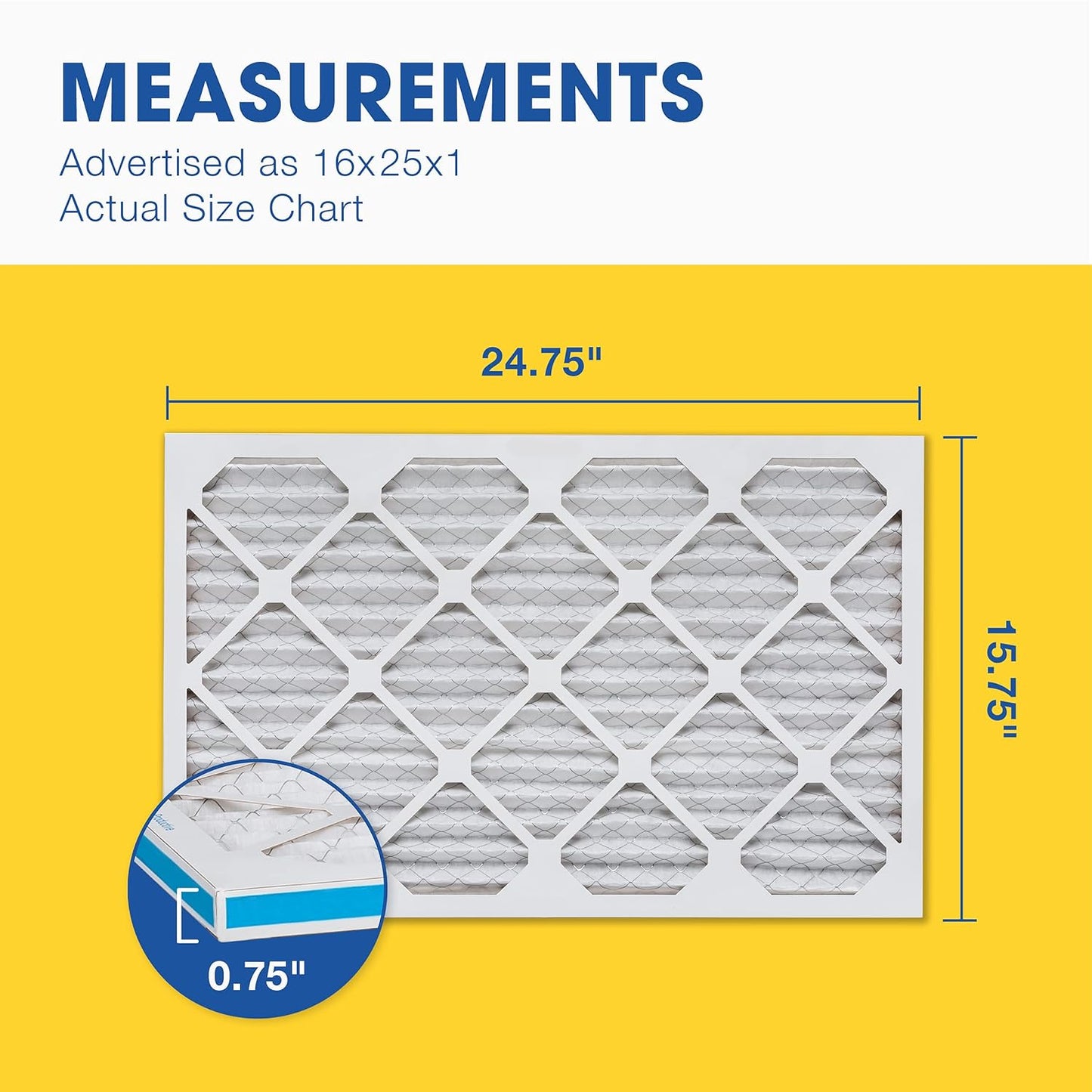 Aerostar 16x25x1 MERV 8 - 4 Count - High Efficiency Pleated HVAC, Furnace & Air Conditioner Filters - Removes Dust, Lint, Mold & Allergy-Causing Pollen