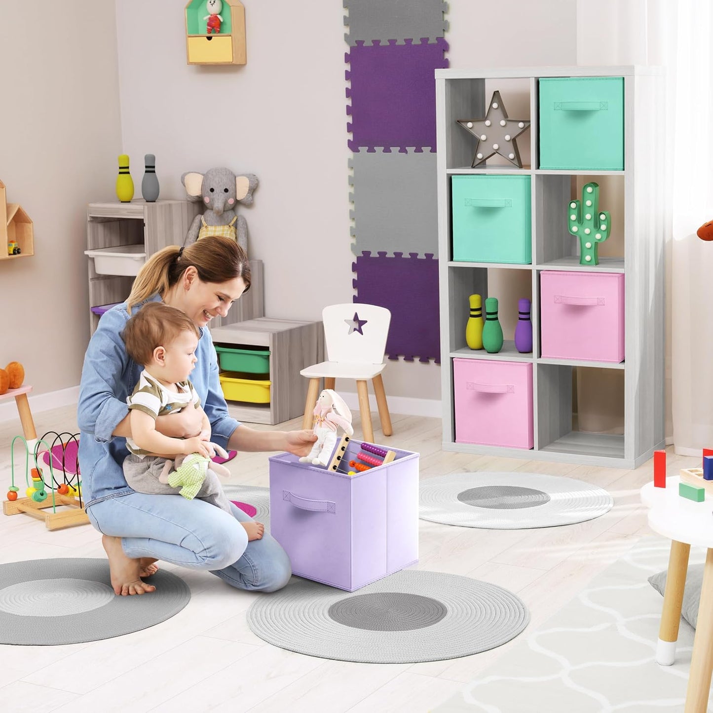 Sorbus Foldable Storage Cubes - 6 Pack, 11 Inch, Fabric, Foldable, Storage and Organization, Versatile Use, Collapsible Storage, Lightweight and Durable