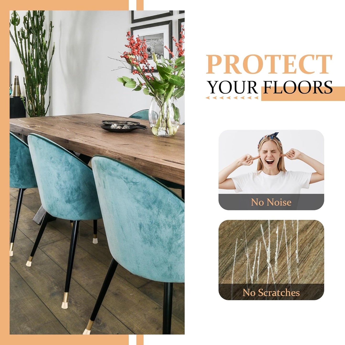 1" Round Rubber Chair Leg Tips Caps, Chair Leg Floor Protectors, Non-Slip Chairs Legs Caps, Stool Feet Protectors Cap, Folding Metal Chairs Legs Tip Replacement (White, 24 Pack)