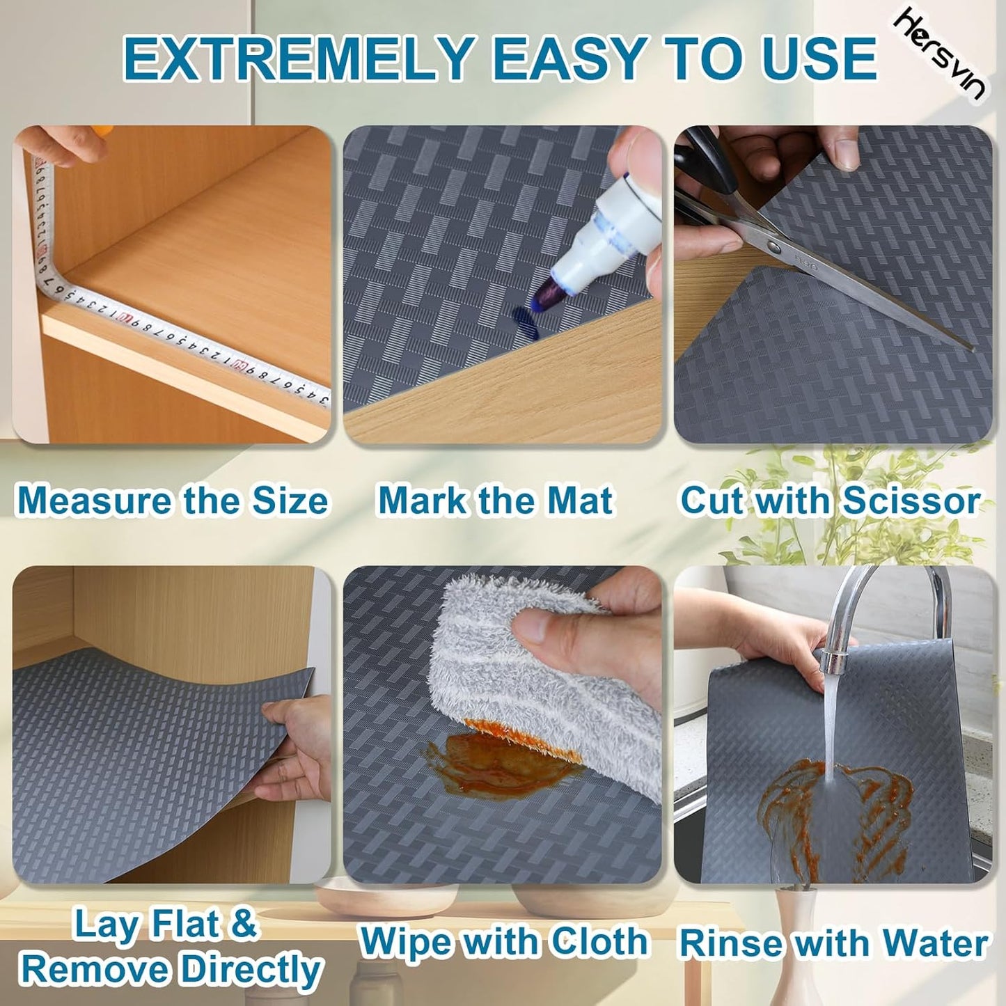 Shelf Liners 20 in x 20 ft EVA Drawer Mats, Non-Adhesive Cupboard Pad, Kitchen Cabinet Lining Fridge Cushion (Gray Crossed Stripe, 50.8x610cm)
