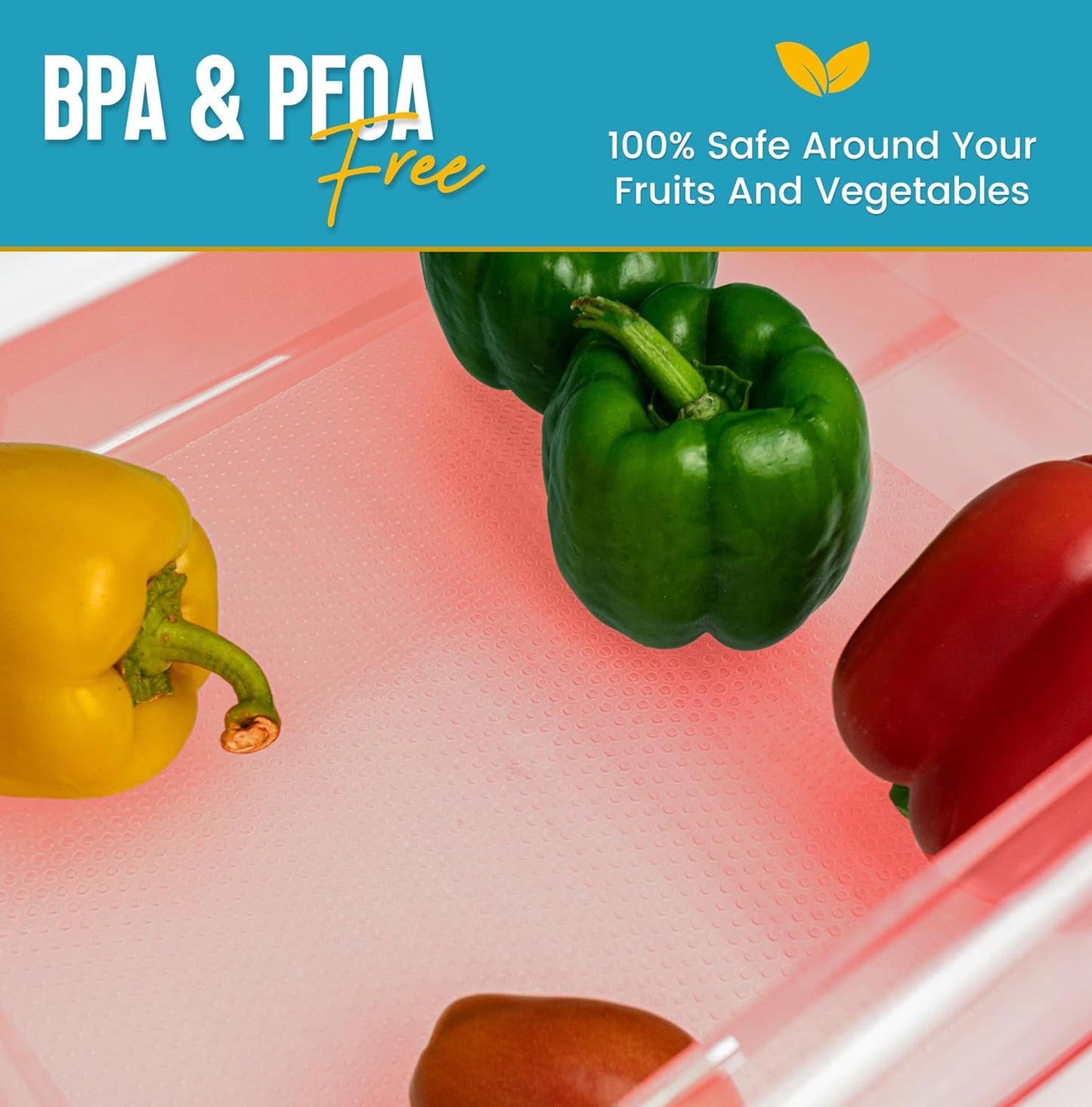 Refrigerator Liners for Shelves (16 Pack) by Linda’s Essentials - Non-Adhesive Shelf or Drawer Liner, BPA-Free Fridge Mats for Kitchen & Cabinets, Easy to Clean, Ideal Household Essentials(MultiColor)