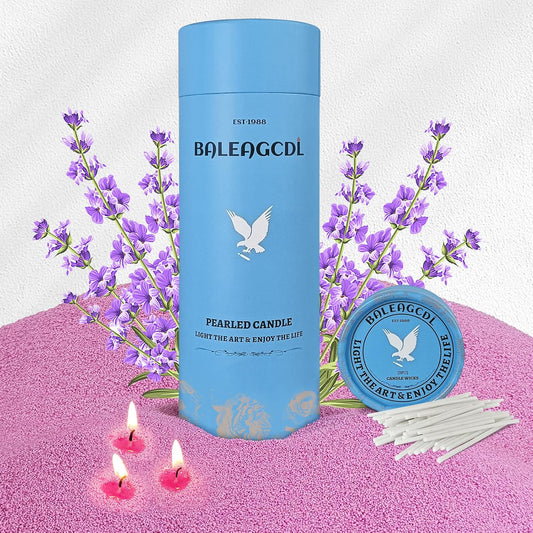 Lavender Scented Purple Pearled Candle 18oz Luxury Sand Candle Granulated Wax - 30 Cotton Wicks - Wax for Candle Making Decorative Candles Smooth and Clean Burning Lasts up to 120 Hours