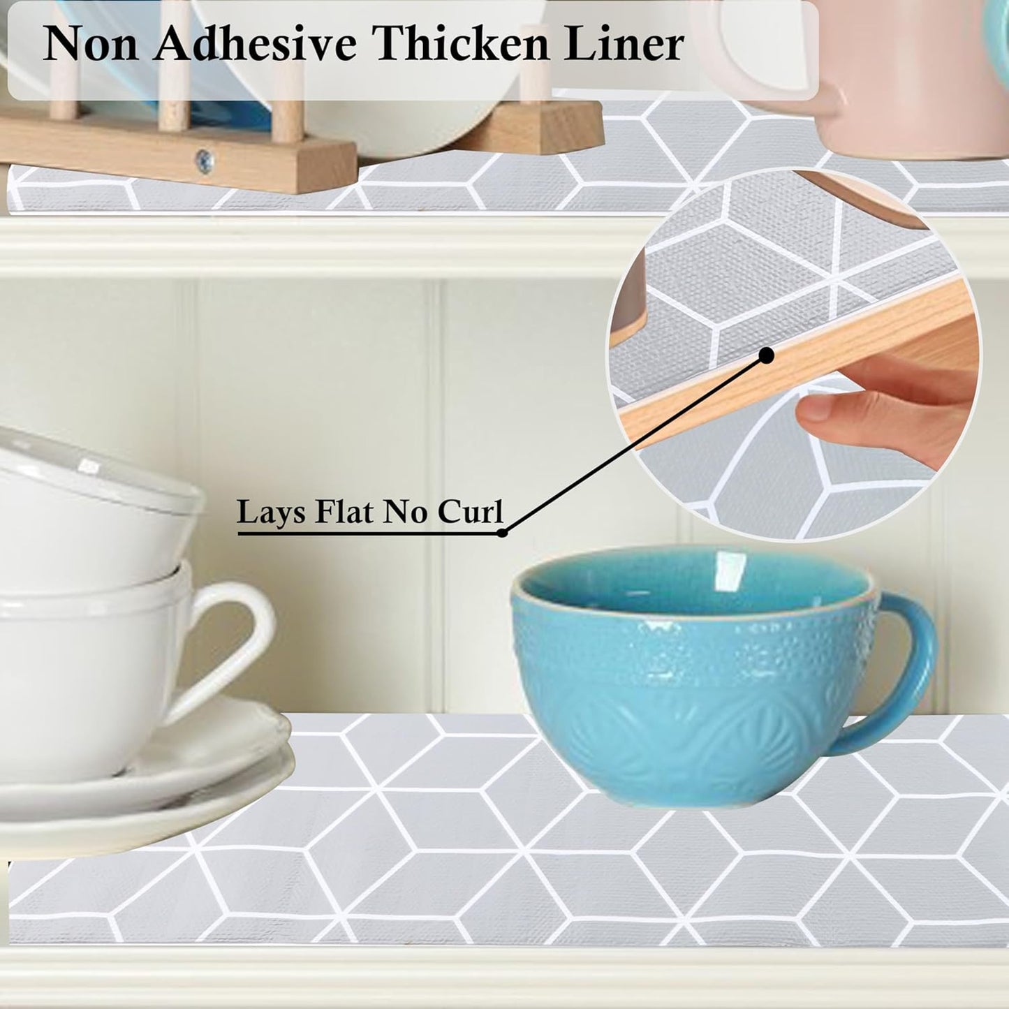 Shelf Cabinet Liner 11 Inch Wide X 20 Ft Non Adhesive Kitchen Drawer Liners Non Slip Water Oil-Proof Strong Grip Pantry Shelves Mat for Bathroom Cupboard Closet Refrigerator