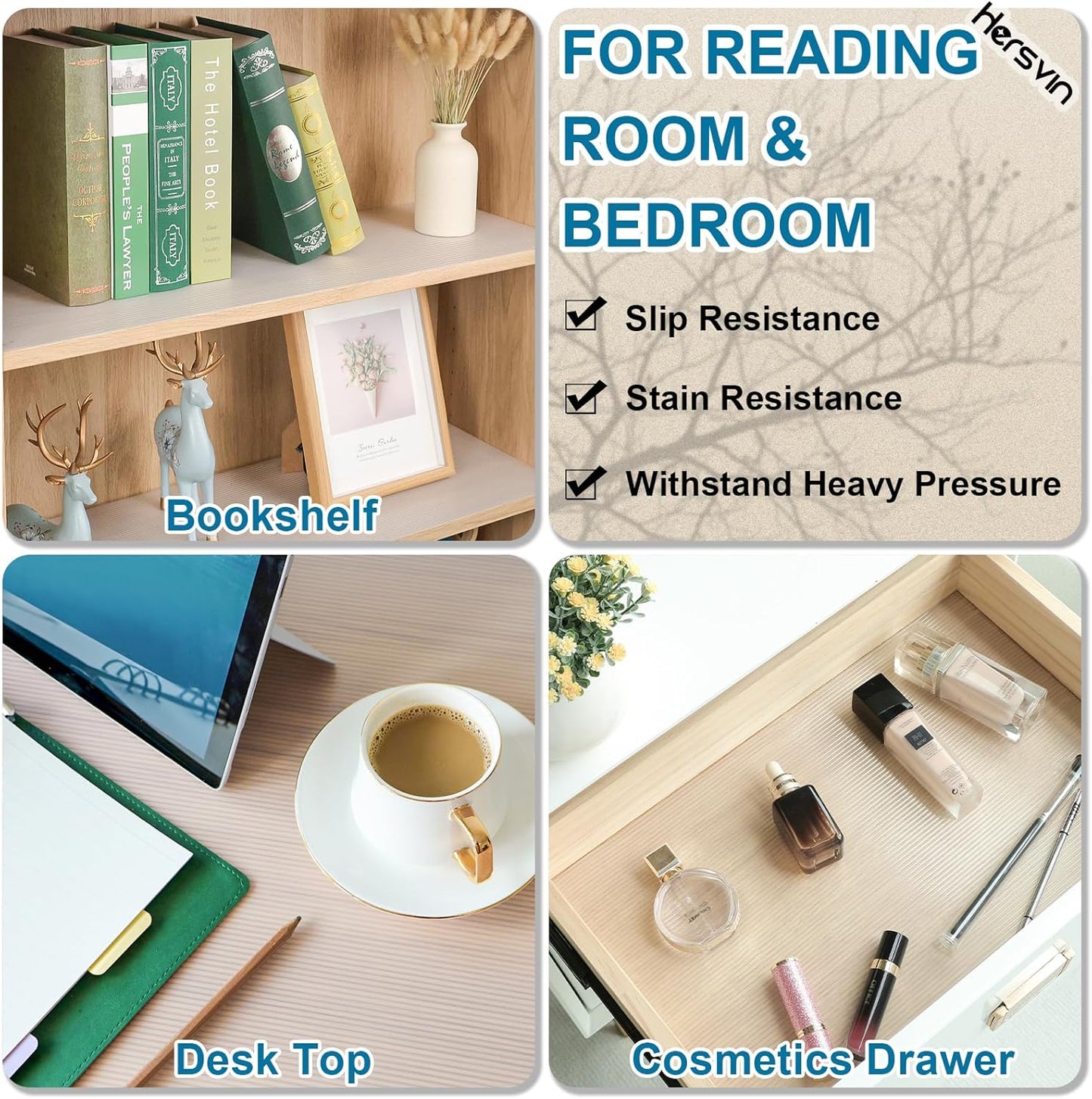 Shelf Liners 14 in x 20 ft EVA Drawer Mats, Non-Adhesive Cupboard Protector, Kitchen Cabinet Lining Fridge Liner (Clear Stripe, 35.6x610cm)