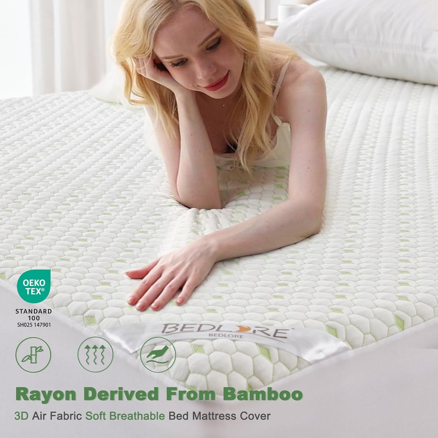 Waterproof Mattress Protector, Twin Size Mattress Pad Fitted 6"-15" Deep Pocket, 3D Air Fabric Soft Breathable Bed Mattress Cover Noiseless Washable