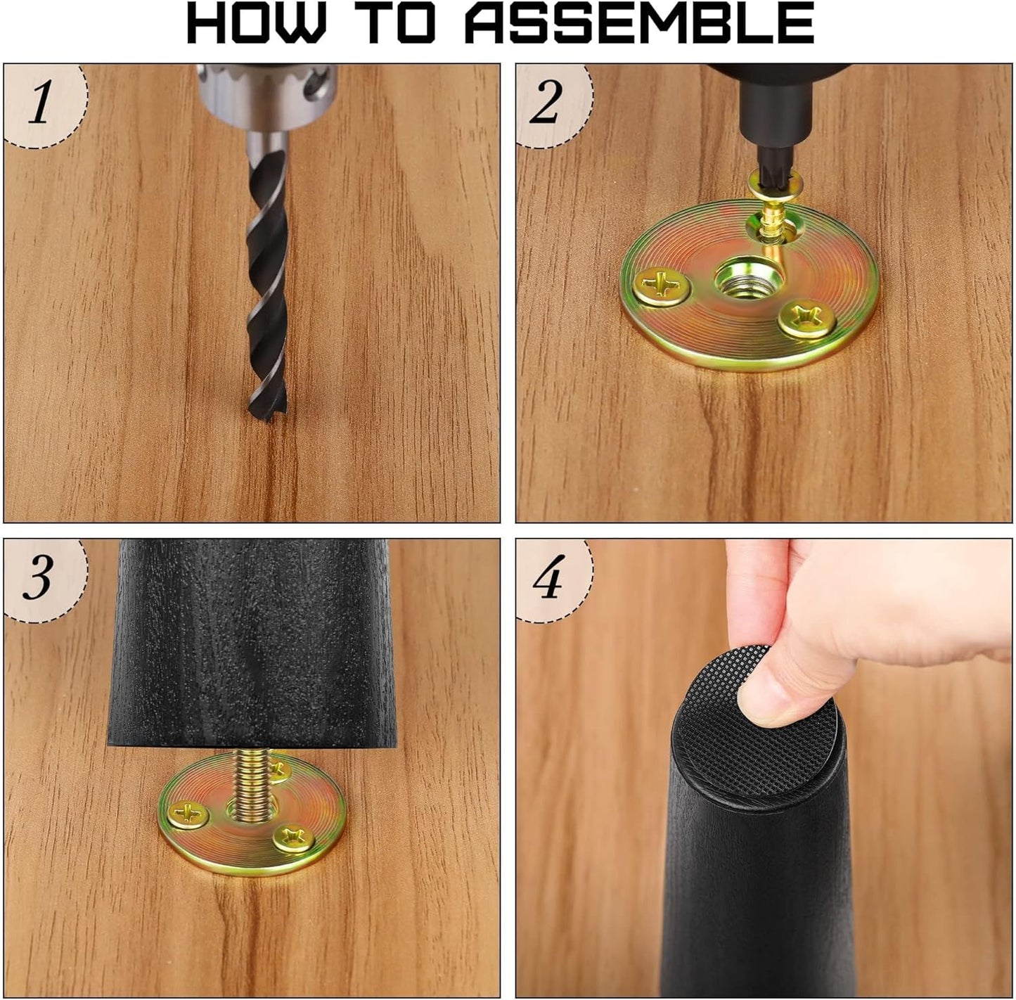 TURSTIN 16 Pack 6 Inch Plastic Furniture Legs with M8 T-Nuts Screws Tapered Sofa Couch and Chair Legs Replacement Furniture Legs for DIY Projects Sofas Coffee Tables Dressers Beds