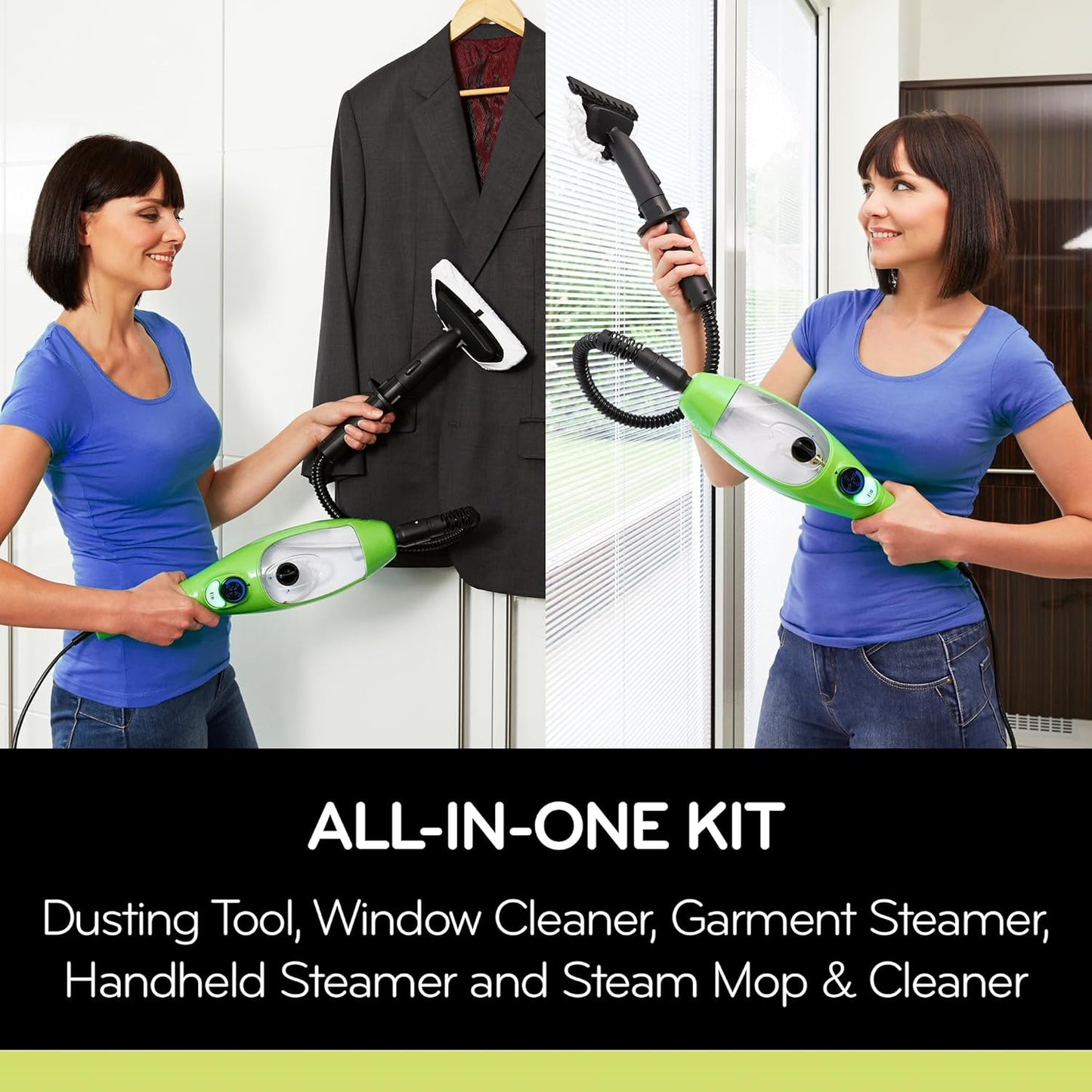 H2O X5 5-in-1 Multi-Purpose Steam Mop, Handheld Steam Cleaner, Adjustable Height, Removable Tank, Large Capacity, Rapid Heat Up, Steam Control, Lightweight, High Pressure with additional 3pk pads