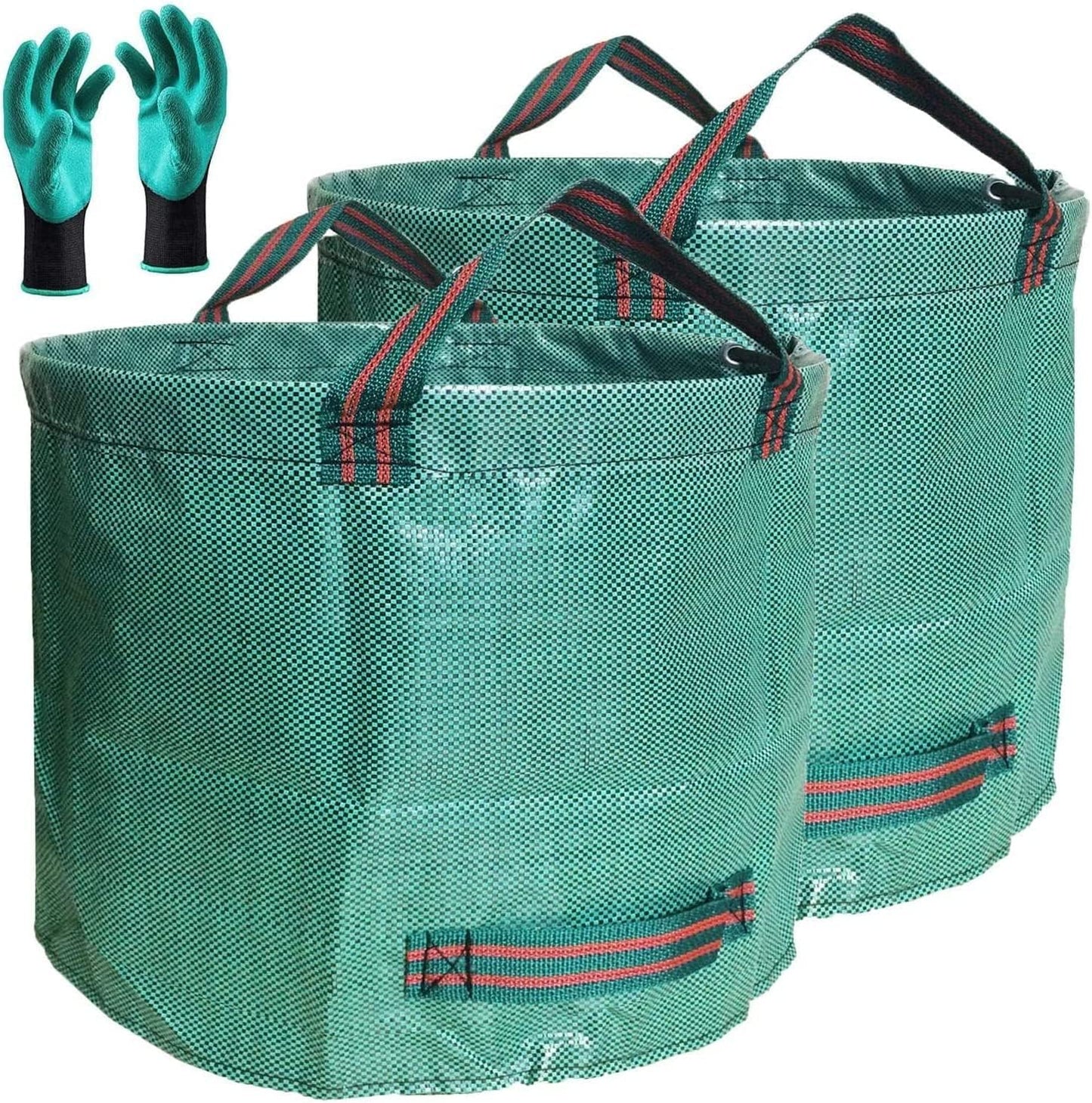 Professional 2-Pack 137 Gallon Lawn Garden Bags Large (D34,H34 inch) Yard Waste Bags w/Gardening Gloves for Big Leaf Bag,Yard Debris,Waste Container,Lawn Trash,Grass Clippings Bag,Weed Bags 4 Handles