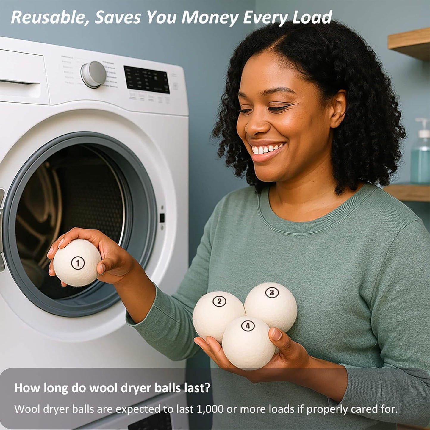 Sheep Wool Dryer Balls 12 Pack XL(2.7") Premium Natural Fabric Softener, Reusable Laundry Dryer Balls for Reducing Drying Time, Static and Wrinkles, Eco-Friendly – 100% New Zealand Wool