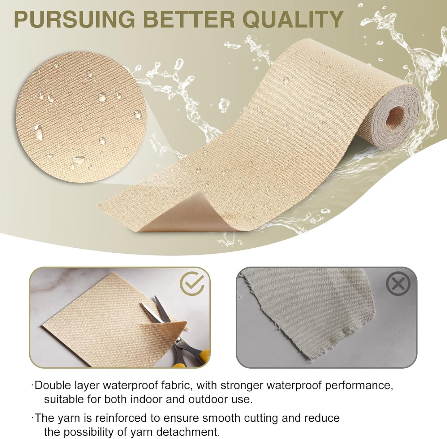 Canvas Repair Tape 4×70 Inch Waterproof Self-Adhesive Fabric Repair Patch for Repairing Boat Covers,Tents,Patio Umbrellas,Car Seats,Luggage,Sofas.(Beige Yellow)