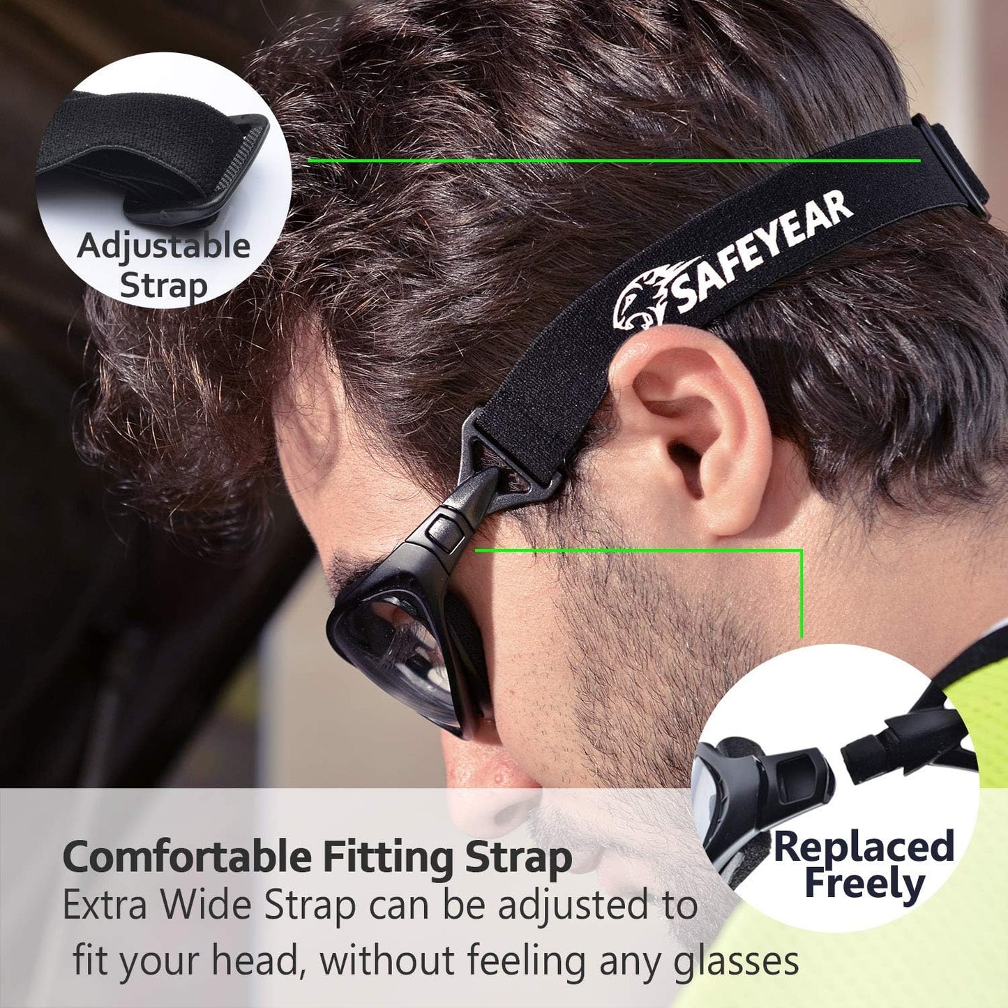 SAFEYEAR Anti Fog Safety Glasses- SG002 Clear Scratch Resistant Work Glasses No-Slip Safety Goggles Lab Grinding Chemistry