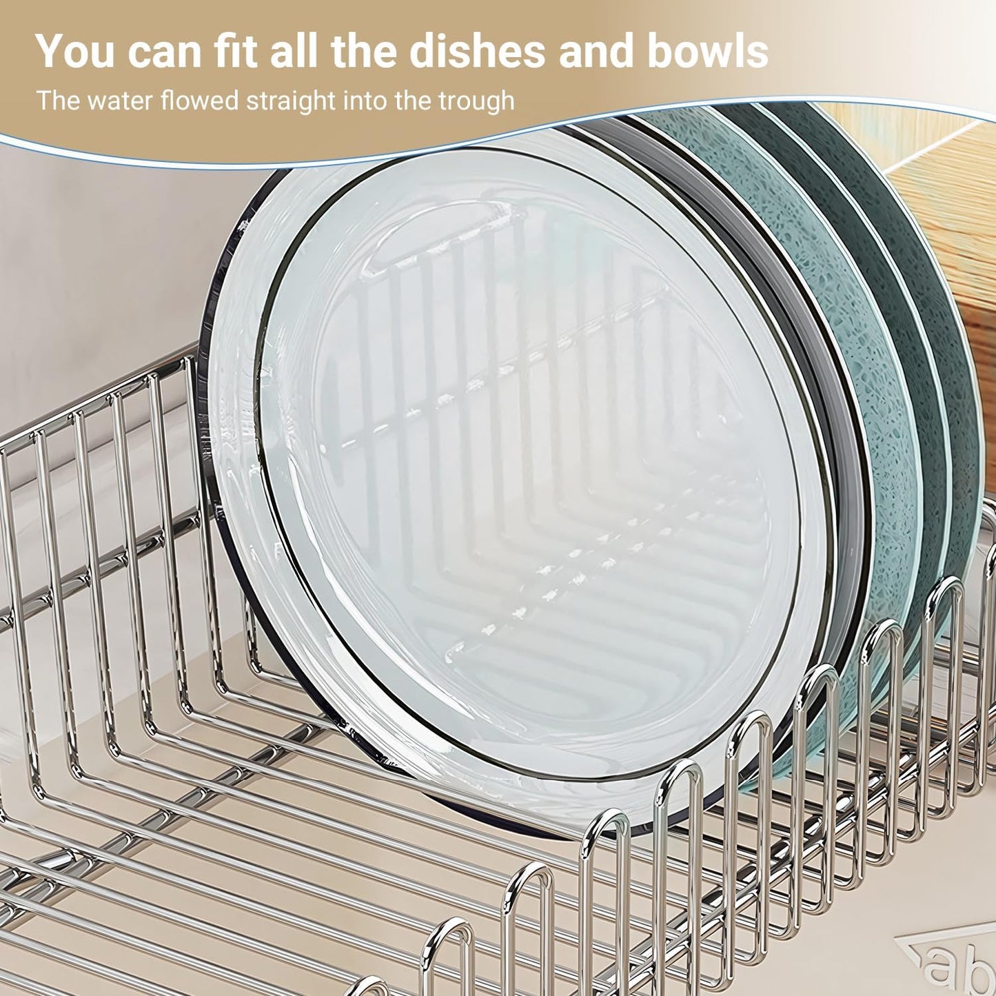 304 Stainless Steel Over Sink Counter Top Perfect Dish Drainer, Extendable Drainage Basket Drying Rack for Fruit, Vegetables, and Dishes - Corrosion-Resistant, Space-Saving