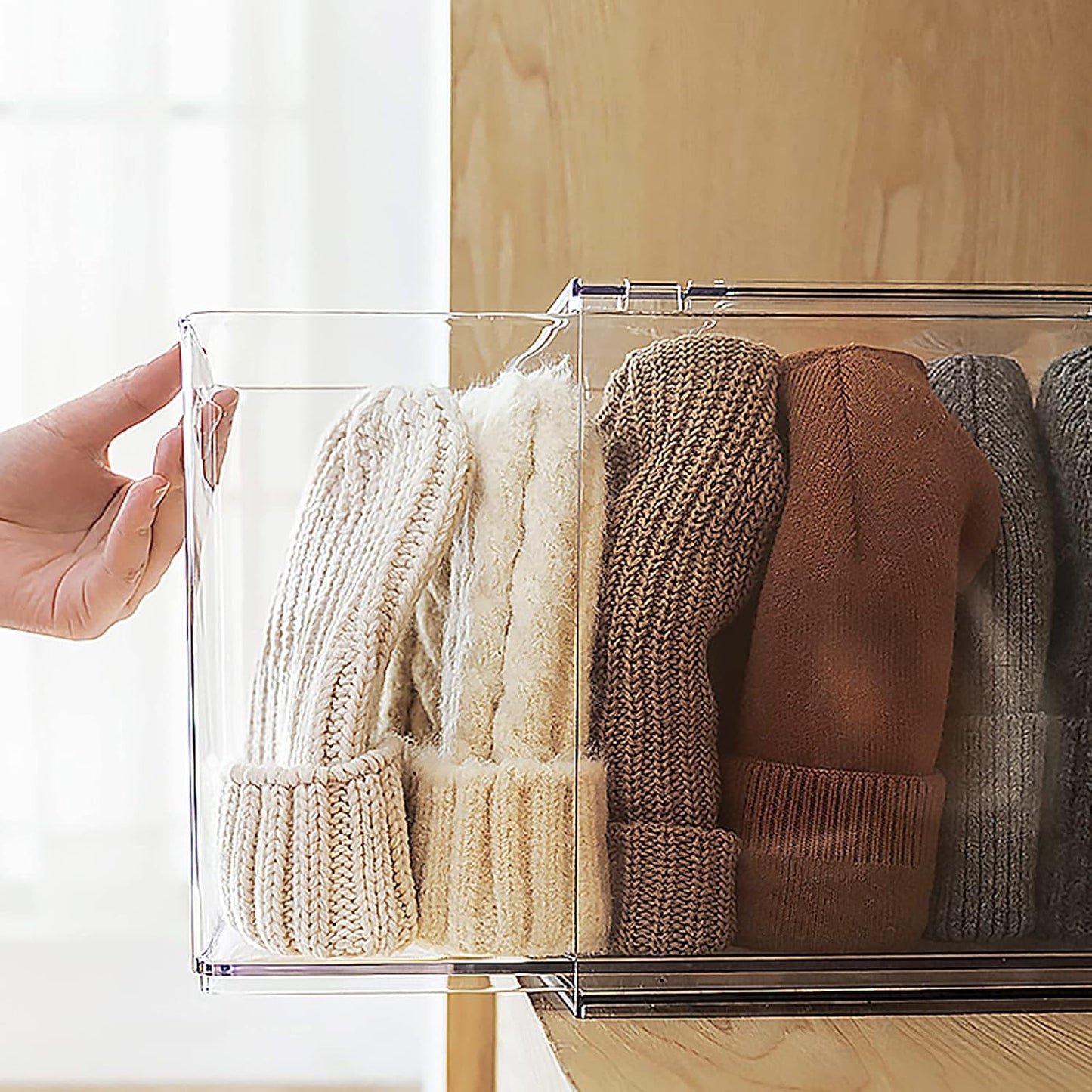 shopwithgreen Refrigerator Organizer and Storage Bins with Pull-out Drawer, Stackable Clear Fridge Drawer Organizer with Handle Design, Plastic Kitchen Pantry Storage Containers, 1Pack, 9.5QT