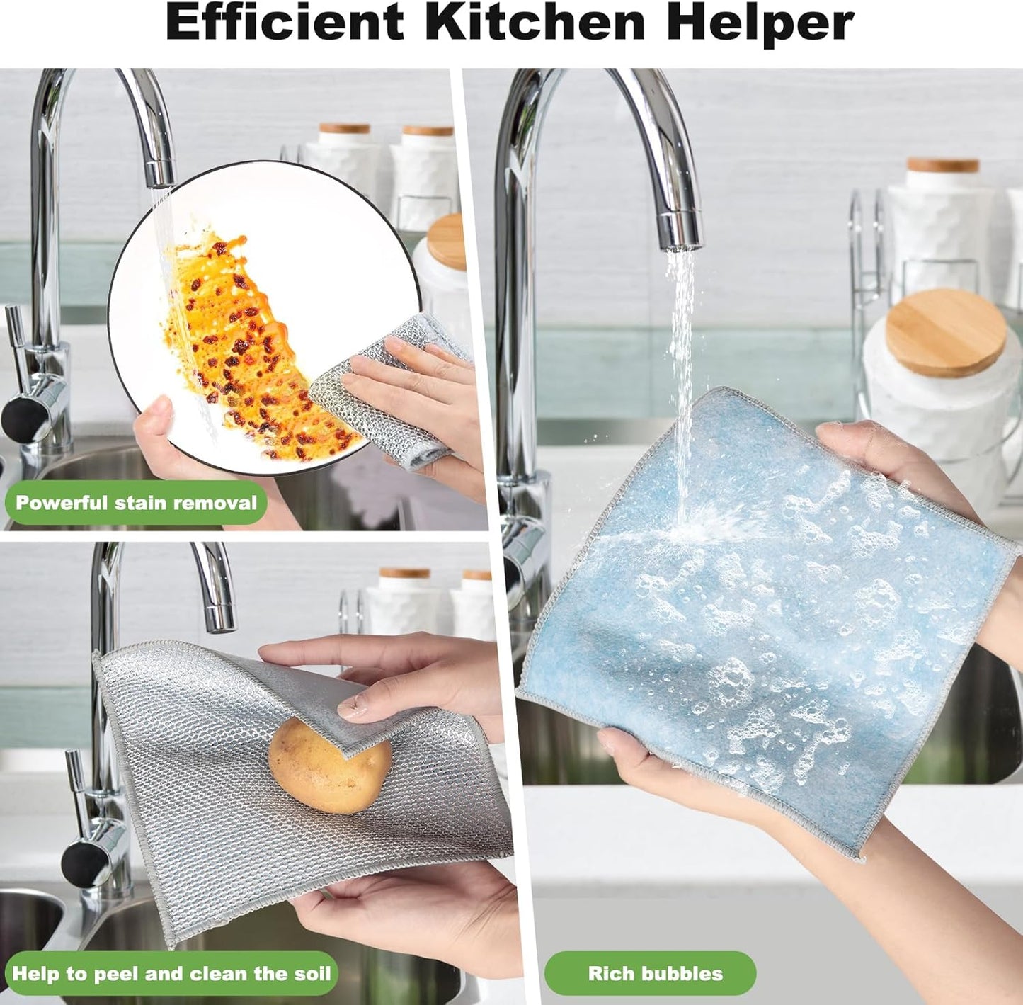 10pcs Non Scratch Wire Dishcloth Multipurpose Wire Dishwashing Rag for Wet and Dry,Metal Scrubbers for Cleaning Dishes,Dual-Sided Kitchen Cleaning Cloth with Mesh,Cleaning Tool for Pot, Blue