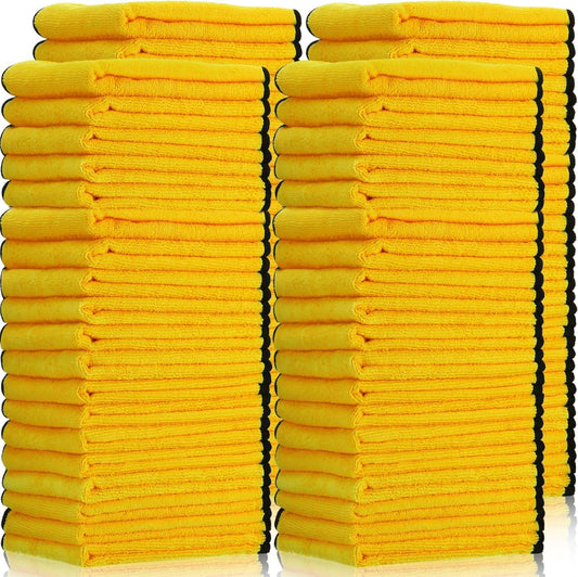 Tallew 60 Pcs Microfiber Towels 16 Inch x 16 Inch Microfiber Cloth Car Drying Towels for Cars Washing Polishing Office Windows Cleaning Household Supplies (Yellow)