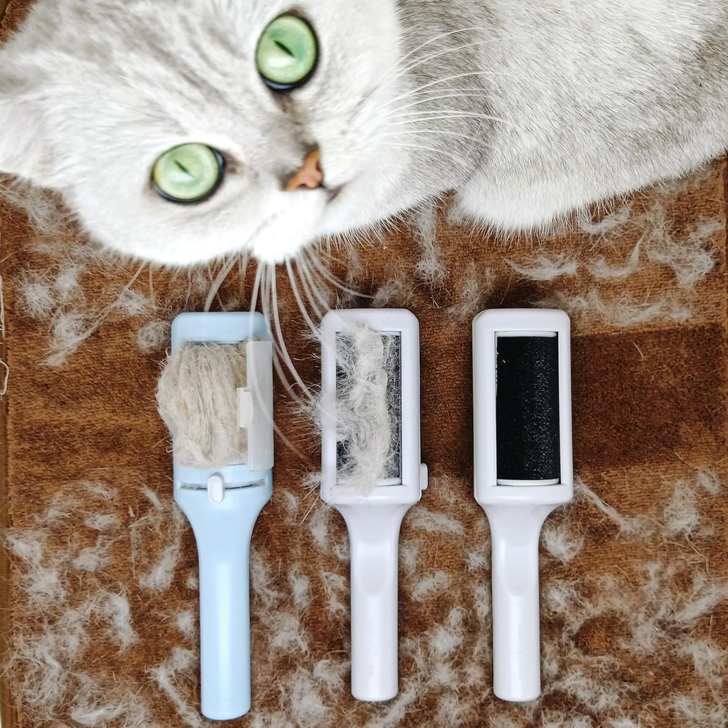 3 Packs Pet Hair Remover Roller Lint Brush and Reusable Lint Roller Dog & Cat Hair Remover for Rug, Furniture, Couch, Car, Carpet, Clothes and Bedding Multi-Surface Fur Removal Tool