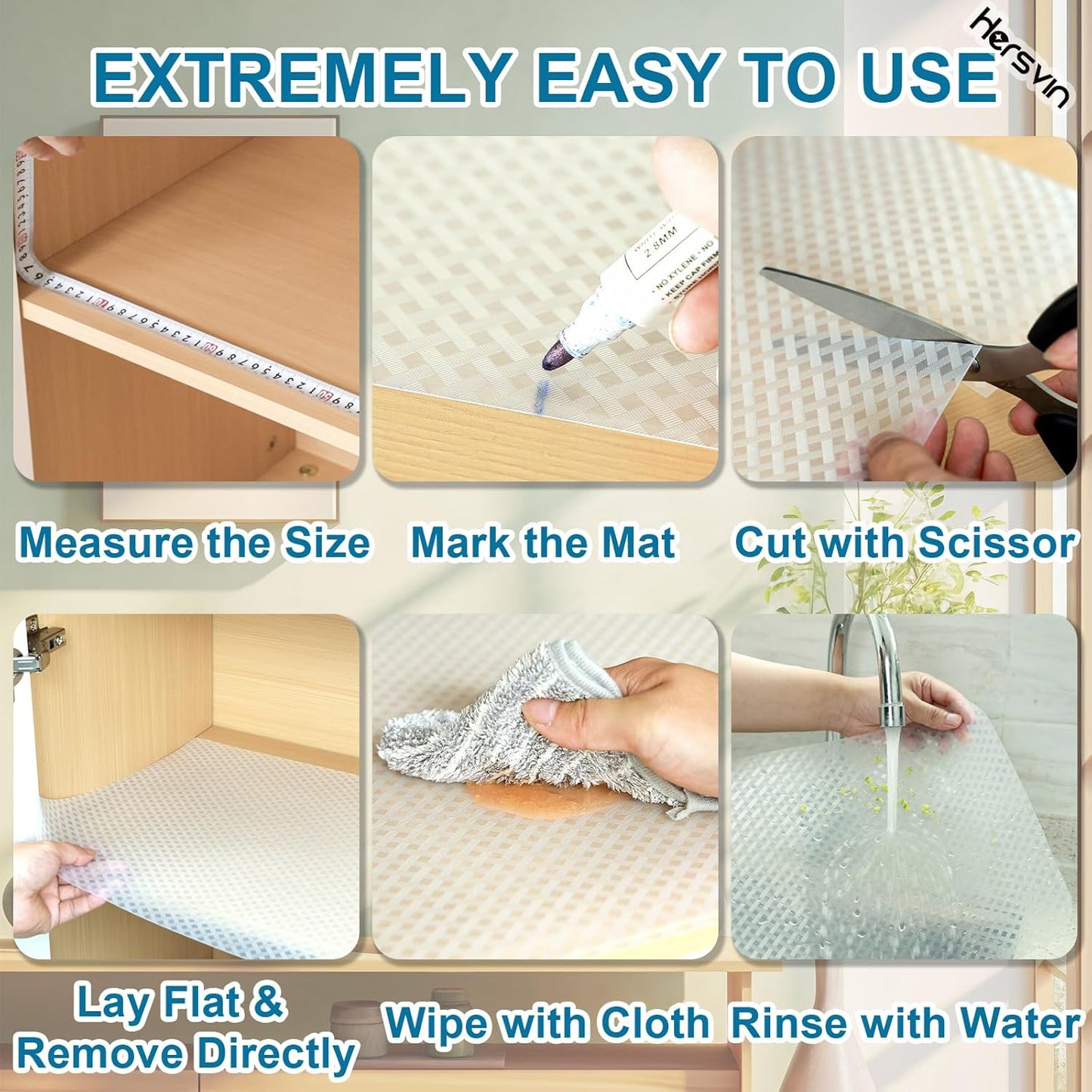 Shelf Liners 12 in x 20 ft EVA Drawer Mats, Non-Adhesive Cupboard Protector, Kitchen Cabinet Lining Fridge Liner (Clear Crossed Stripe, 30.5x610cm)