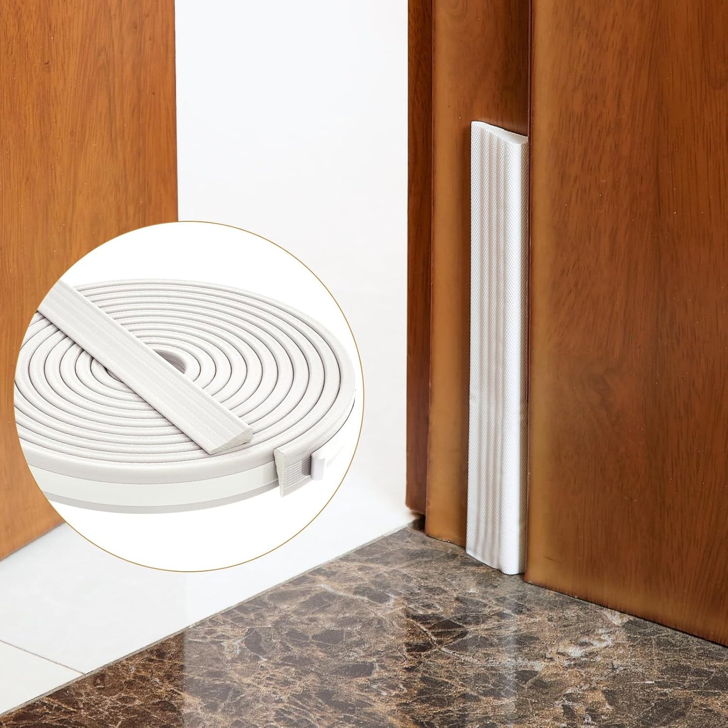 QDiShi 118" Wedge-Shape Weather Stripping Door Seal Weatherproof Foam Seals Self Adhesive Insulation Anti-Collision Strip Soundproofing Frame Insulation Tape Fits 0.13-0.31" Gaps(White)