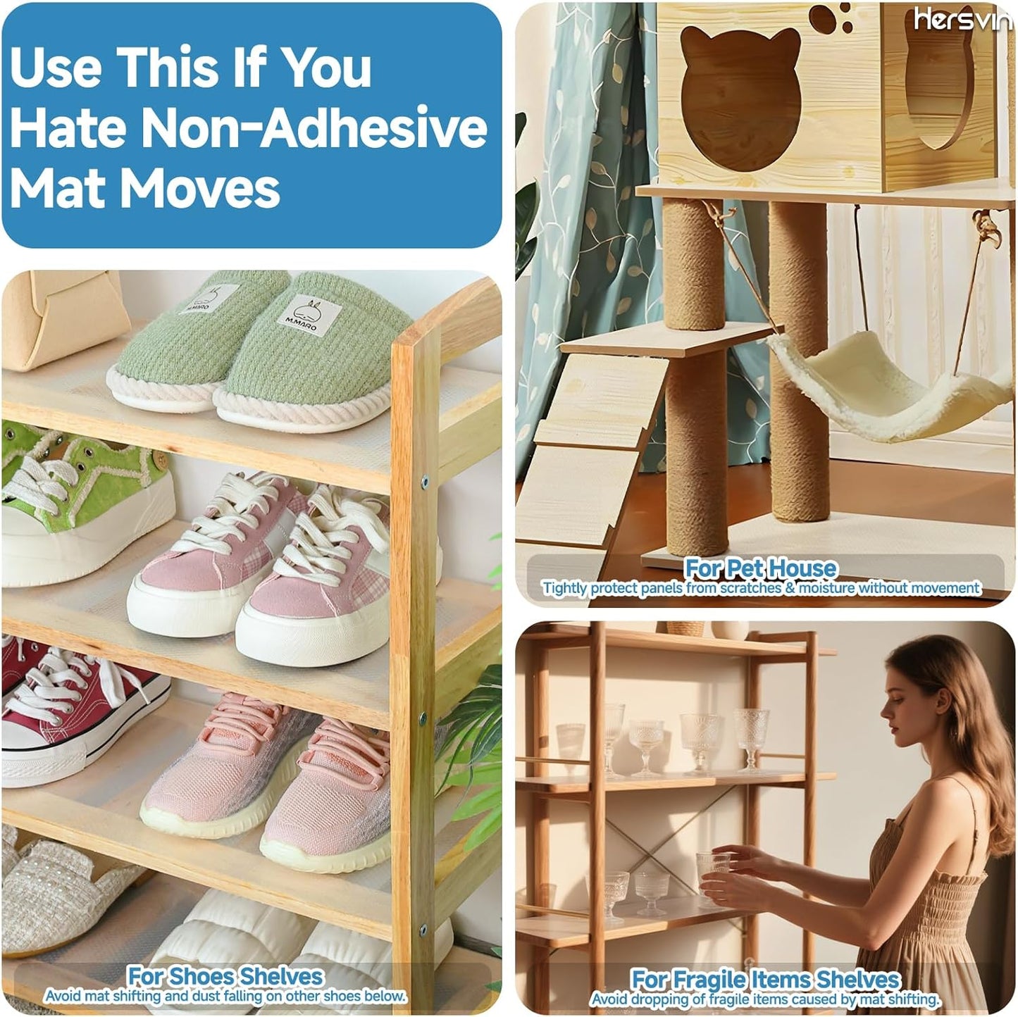 Shelf Liners 24 in x 20 ft Self-Adhesive EVA Drawer Mats, Cupboard Protector, Kitchen Cabinet Lining Fridge Liner (Clear Flat Dot, 61x610cm)