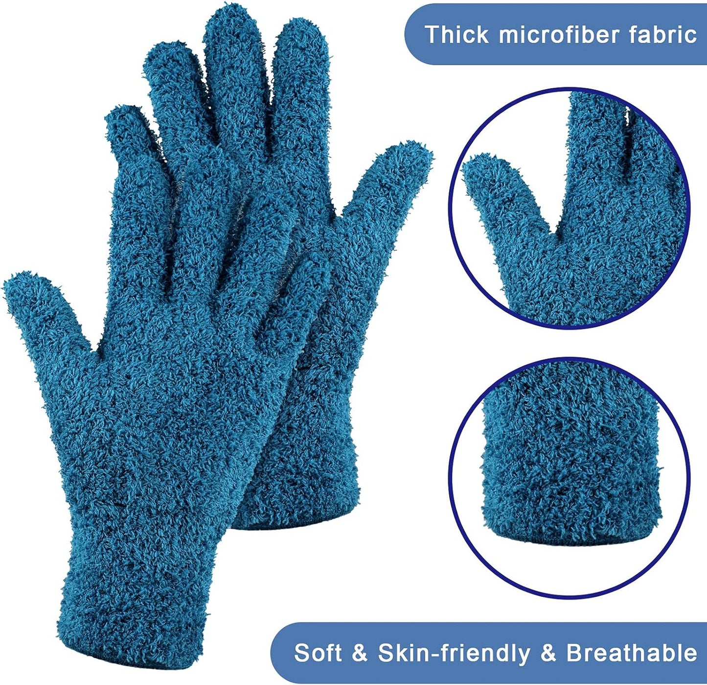 Bencailor 4 Pairs Microfiber Dusting Gloves Washable Reusable Cleaning Gloves Mittens for Plants House Cleaning Car Blinds