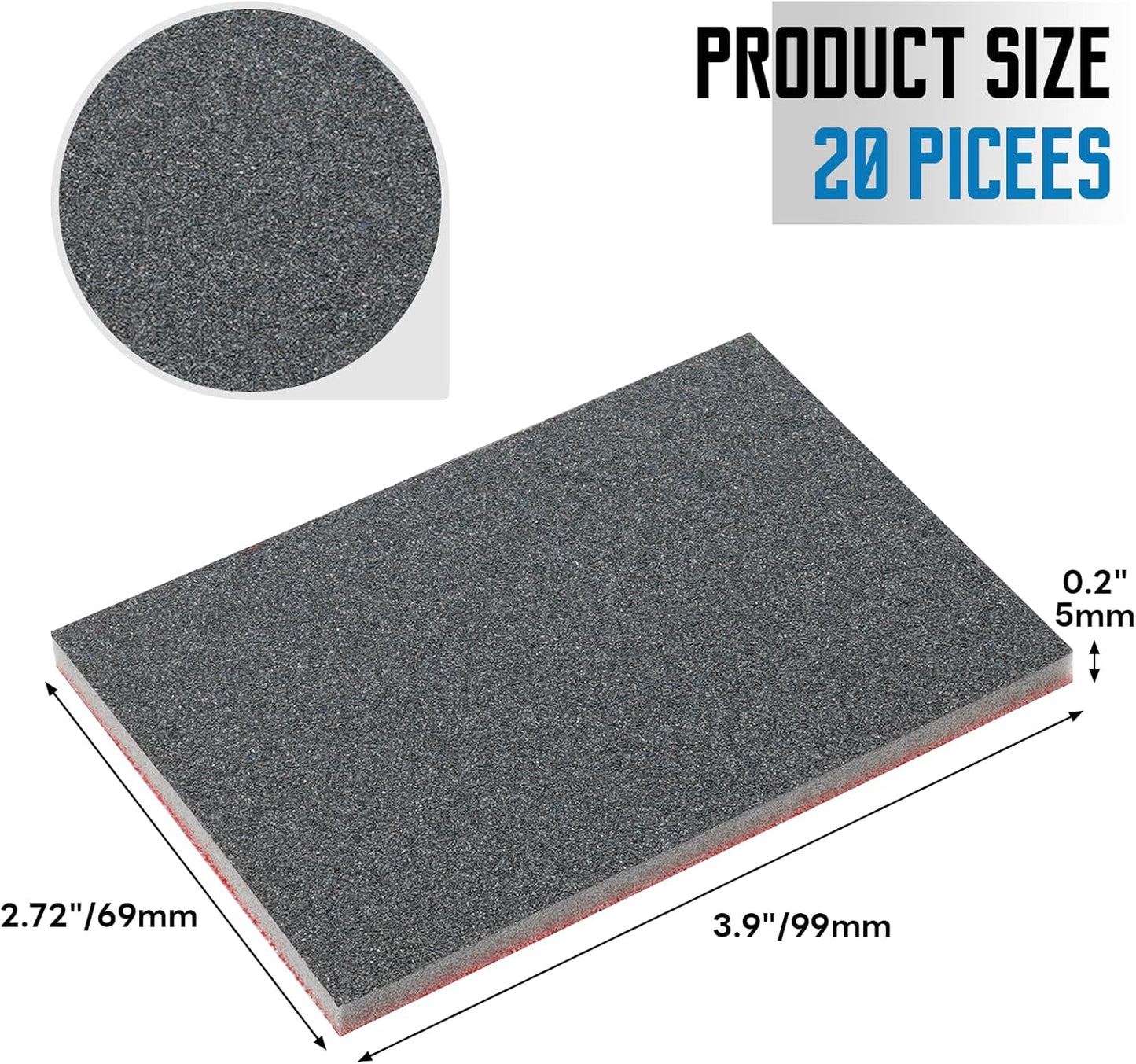 20 Pack 180 Grit Sanding Sponge, 3 x 4 Inch Soft Foam Sanding Block Wet Dry Sanding Pads, Washable Sandpaper Sponge Drywall Sand Block for Wood, Metal, Furniture Polishing (180 Grit)