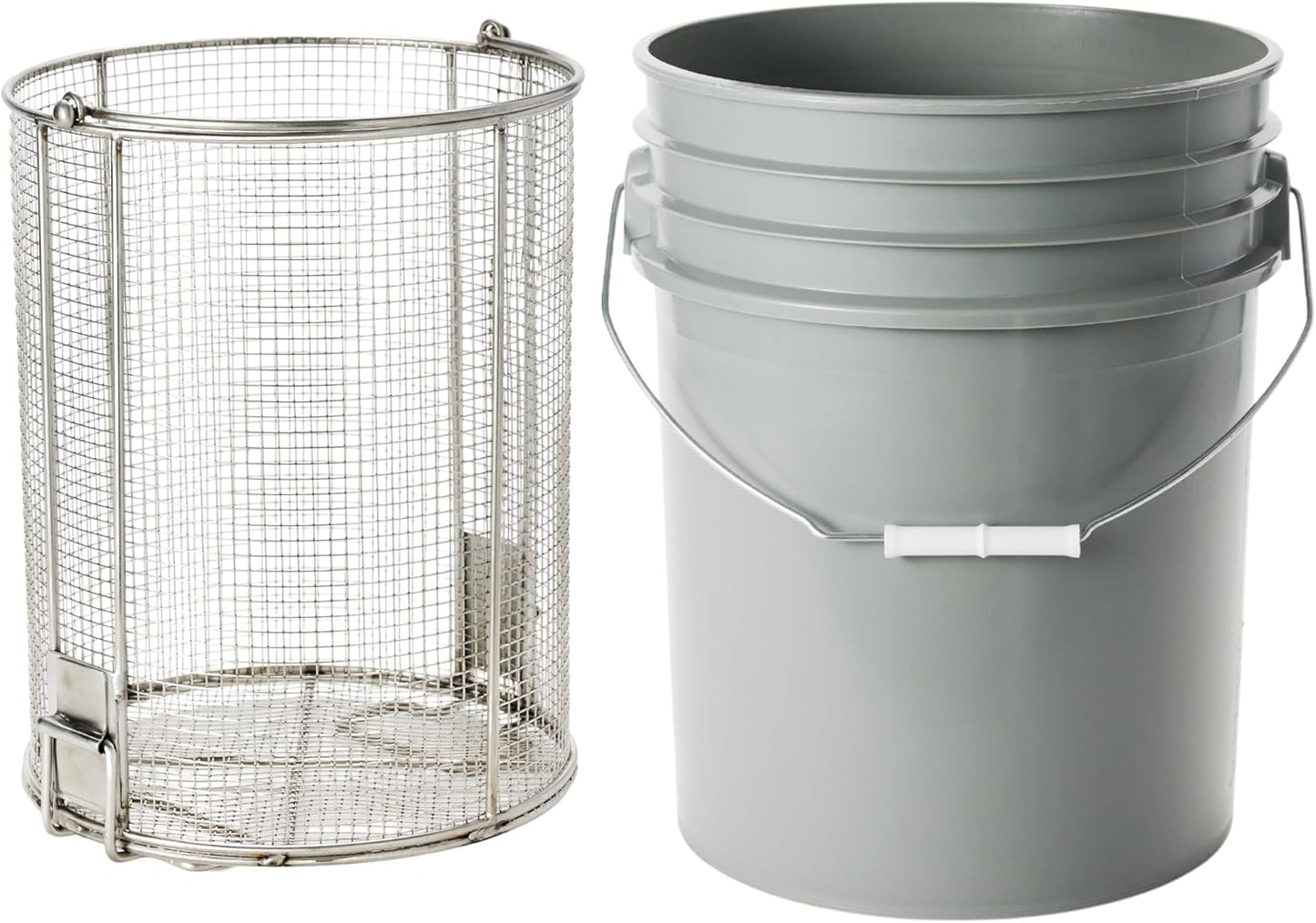 Dip N’ Drain – The Ultimate Stainless Steel Parts Cleaning Basket | Fits Any 5-Gallon Bucket, 1/4″ Mesh, Swing Handle (Bucket Included)