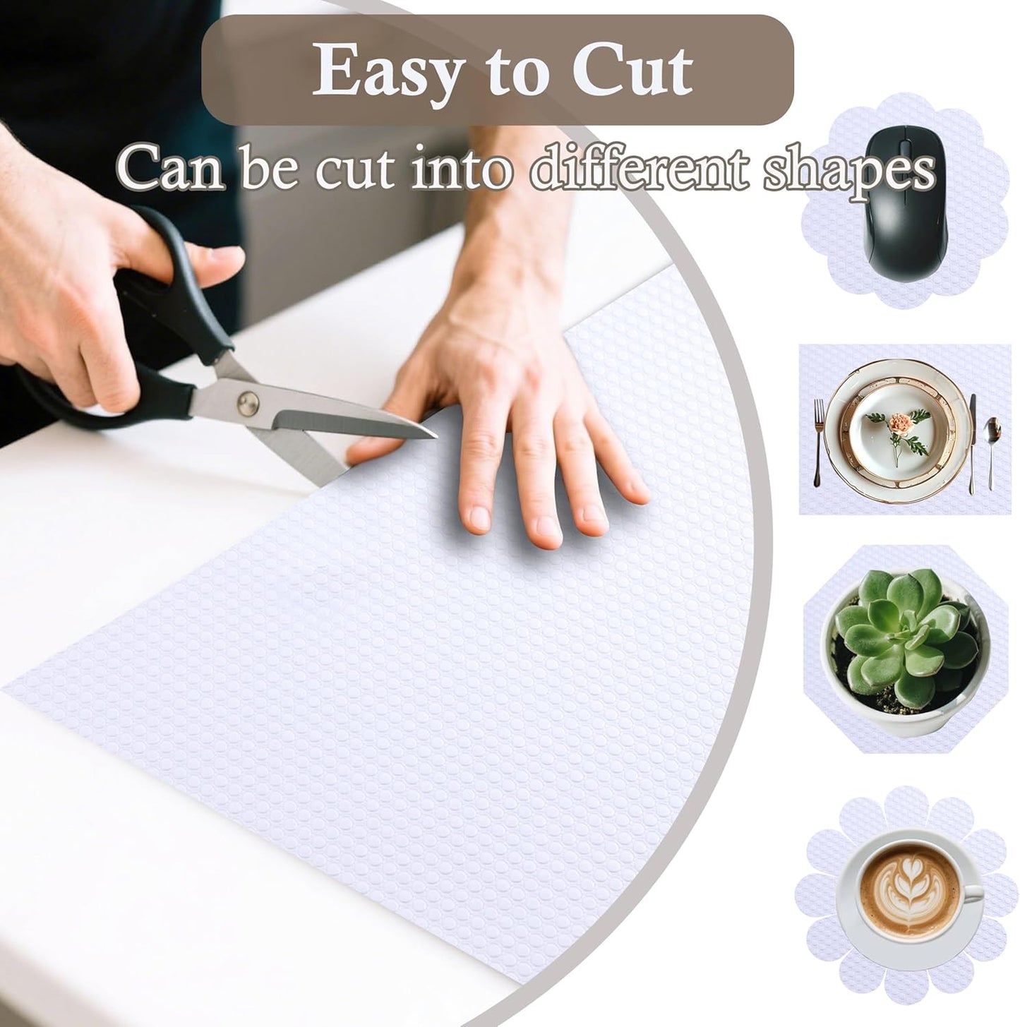 Cabinet Shelf Liners 14 Inch Wide X 20 Ft Kitchen Drawer Liner Non-Adhesive Pantry Cupboard Liner Non-Slip Waterproof & Oil-Proof Refrigerator Shelf Liners Strong Grip Drawer Mat (White)