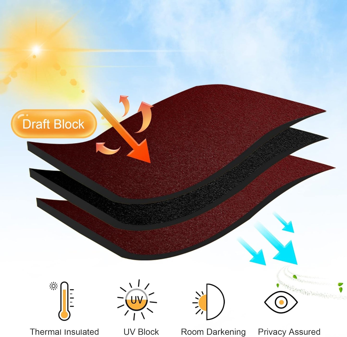 RYB HOME Small Window Curtains - Blackout Insualting Privacy Curtains for Kids Bedroom Kitchen Bathroom Basement Cafe Cabinet Tiers Drapes, 34 Width x 24 Length, 2 Panels, Burgundy Red