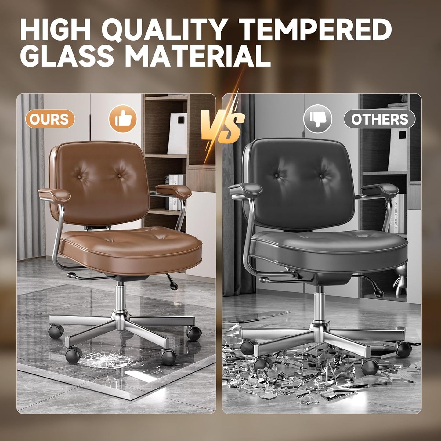 [Tempered Glass] 59“ x 47” Beveled Edge Glass Chair Mat with Polished Edge Clear Office Chair Mat, Glides Smoothly, Suitable for Carpet or Hardwood Floors