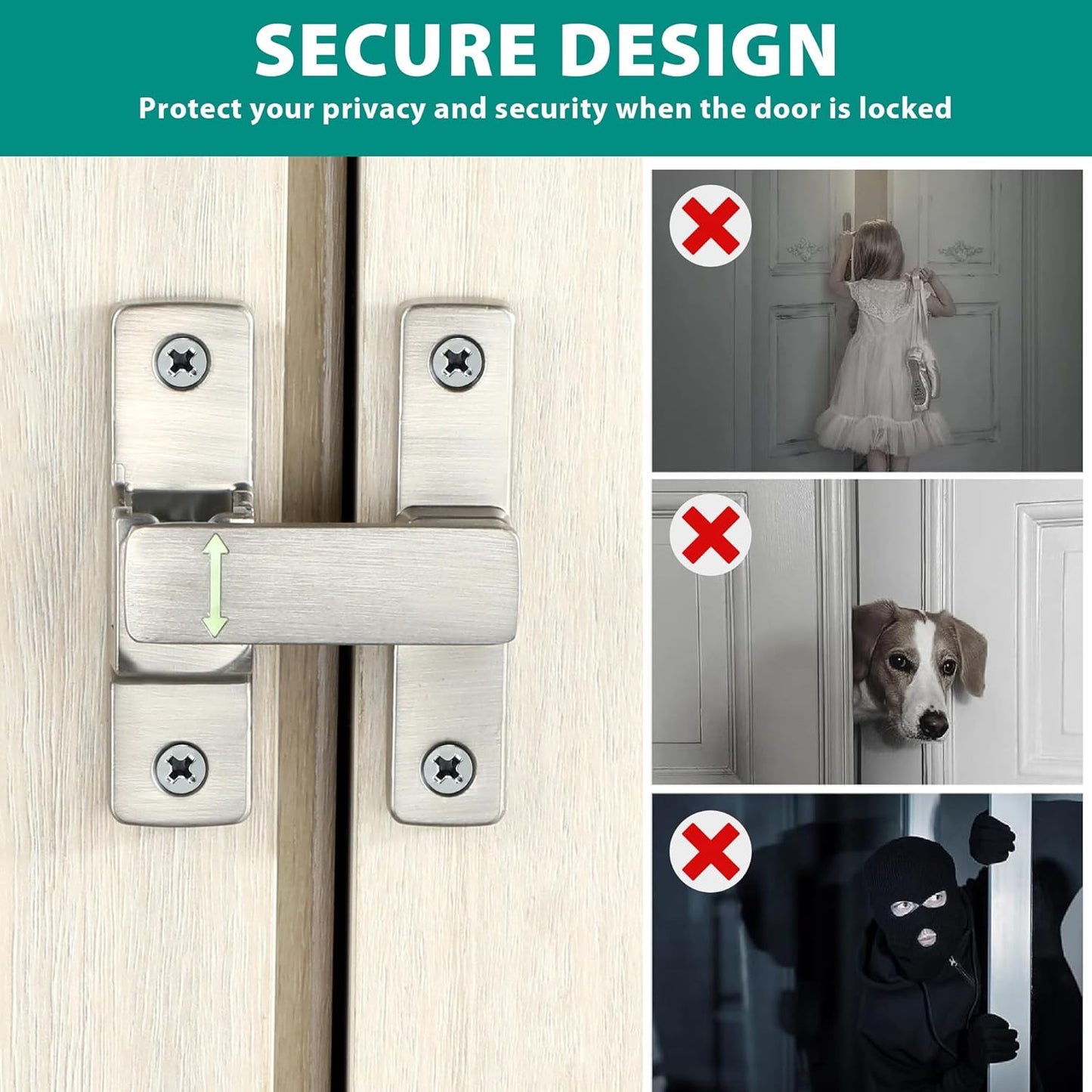 90/180 Degree Flip Latch Gate Latch, Heavy Duty Black Safety Door Lock Enhanced Security Flip Latch Lock Hardware for Interior Door Front Door Barn Garden Fence Window Bathroom Cabinet