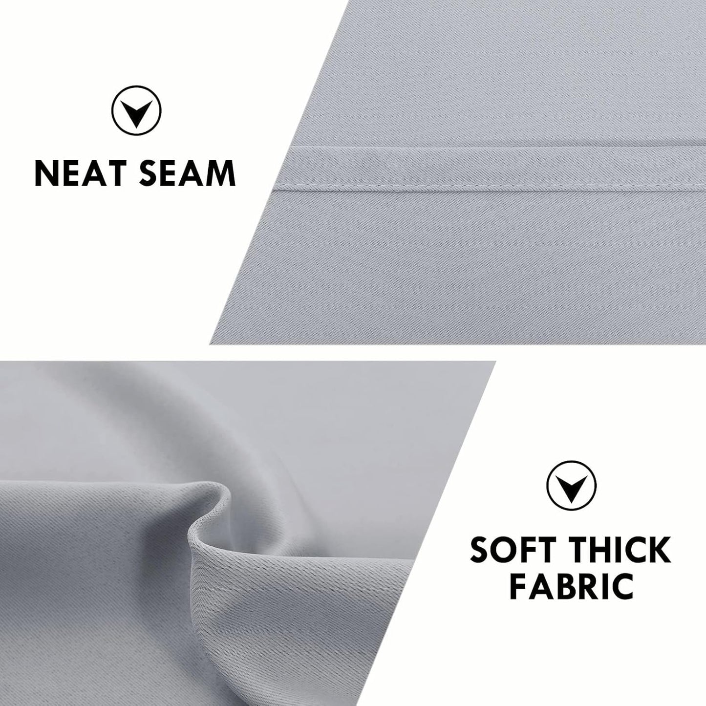 DWCN Blackout Curtains for Living Room Thermal Insulated, Energy Saving & Noise Reducing Bedroom Curtains, Silver Grey, W 52x L 36 Inch, Set of 2 Rod Pocket Curtain Panels