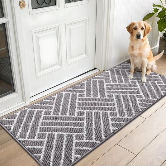 OLANLY Runner Indoor Door Mat, 59x23 Inch, Dirt Resistant and Absorbent, Non-Slip Rubber Backing Floor Mats, Easy Clean Low-Profile Doormat for Entryway, Front Door, and Inside Entrance, Grey