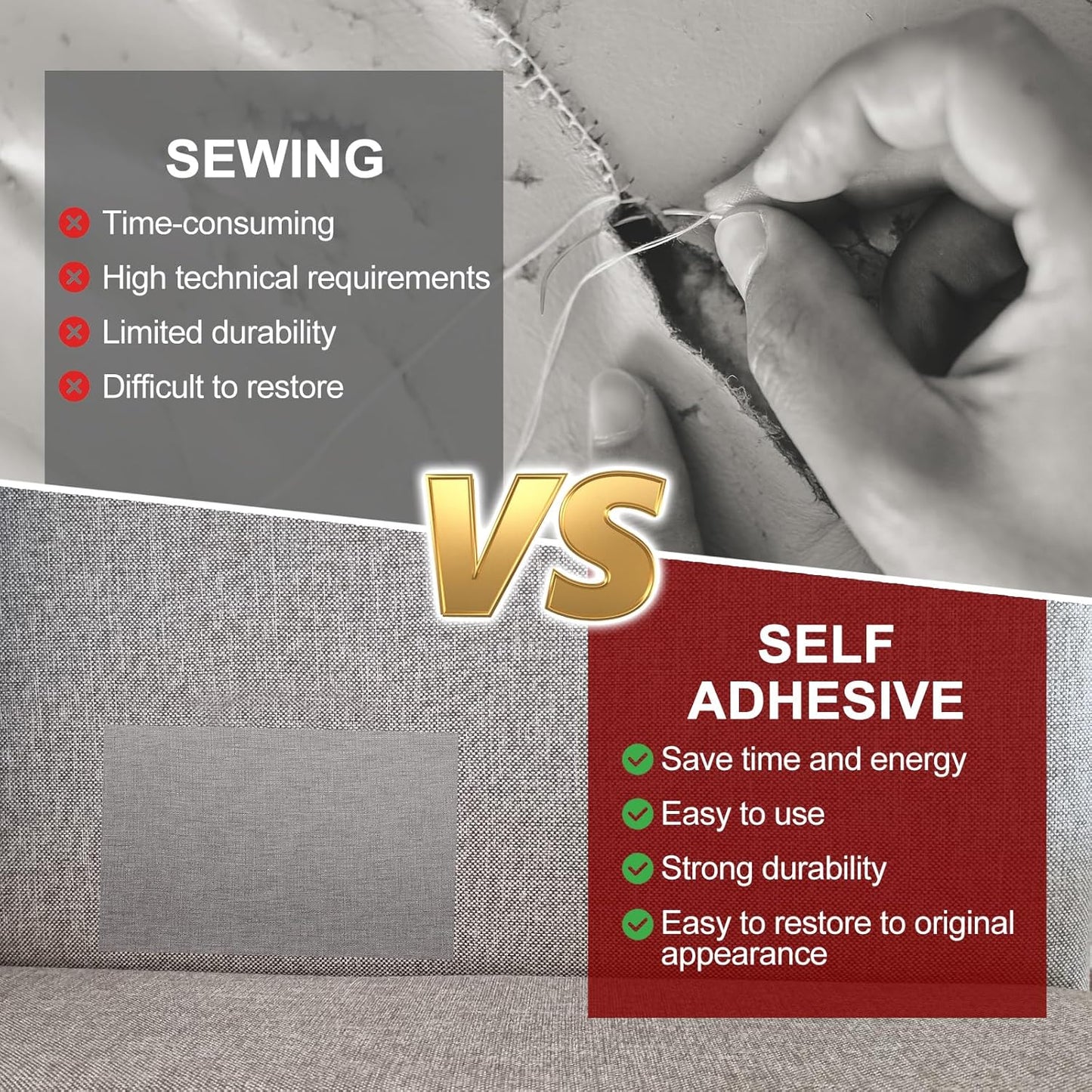 PATIKIL Leather Patches Tape for Furniture, 6.3 x 61 Inch Self Adhesive Vinyl Leather Repair Kit Cover Sheet for Couch, Sofa, Car Seats, Office Chair, Light Purple