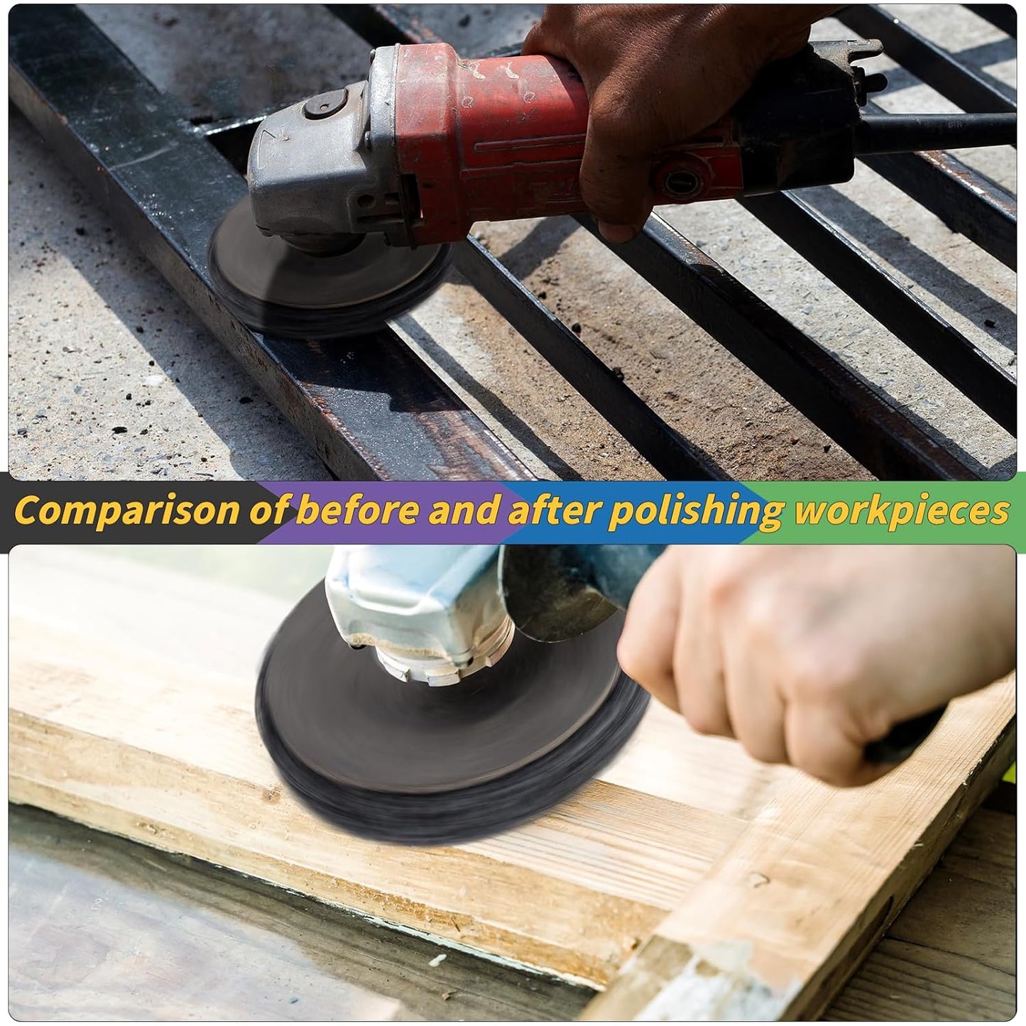 20 Pcs 4" x 5/8" Strip Discs Bulk, Paint Stripping and Rust Removal Wheels for Angle Grinders, Abrasive Grinding Discs for Metal, Wood, and Fiberglass, Blue+ Purple+ Green+ Black