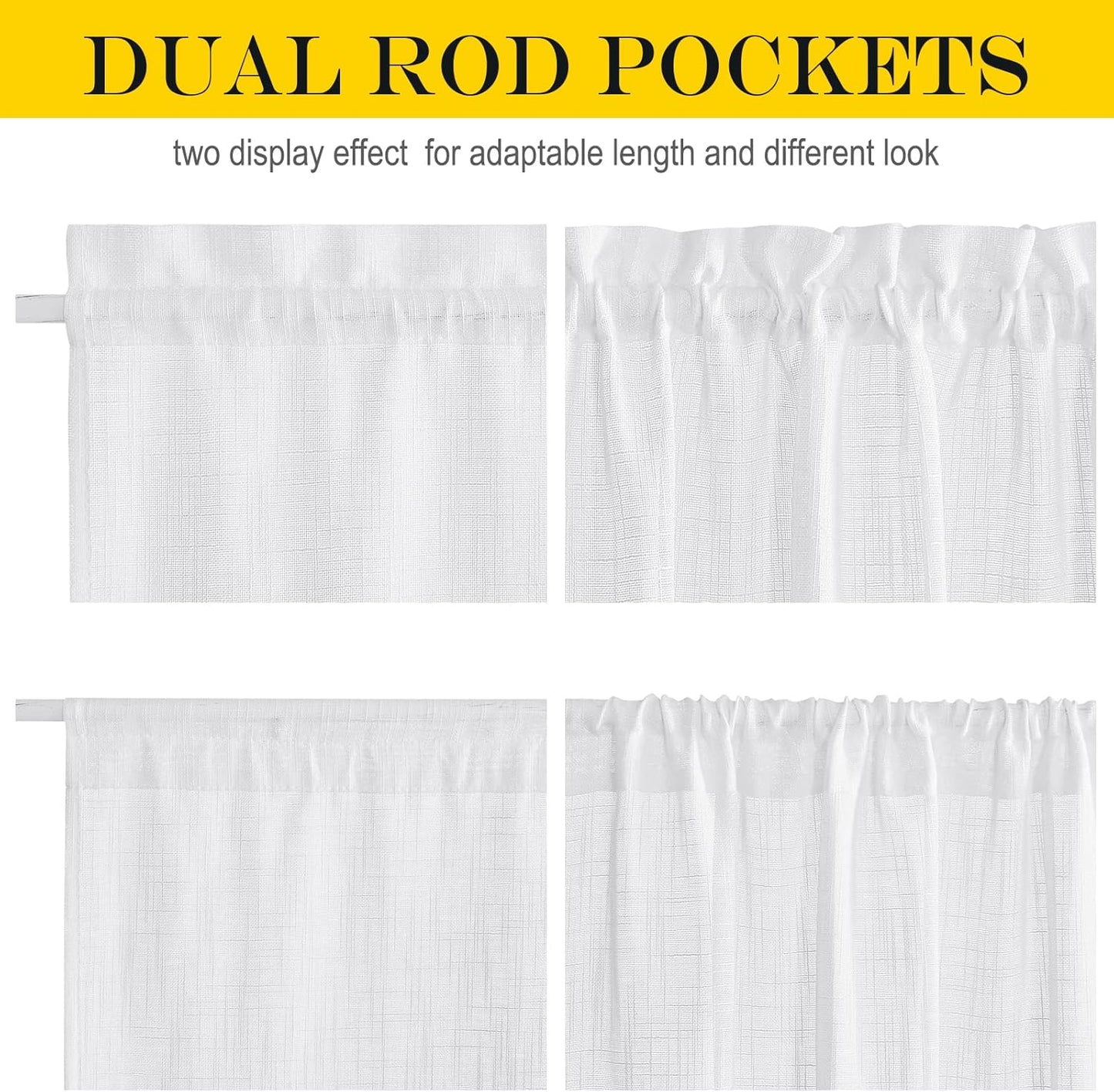 NICETOWN Door Curtains for Sliding Glass French Door, Farmhouse Linen Cutains for Kitchen Light Filtering Rod Pocket Small Window Covering with Tieback, 12" W x 72" L, White, 1 PC
