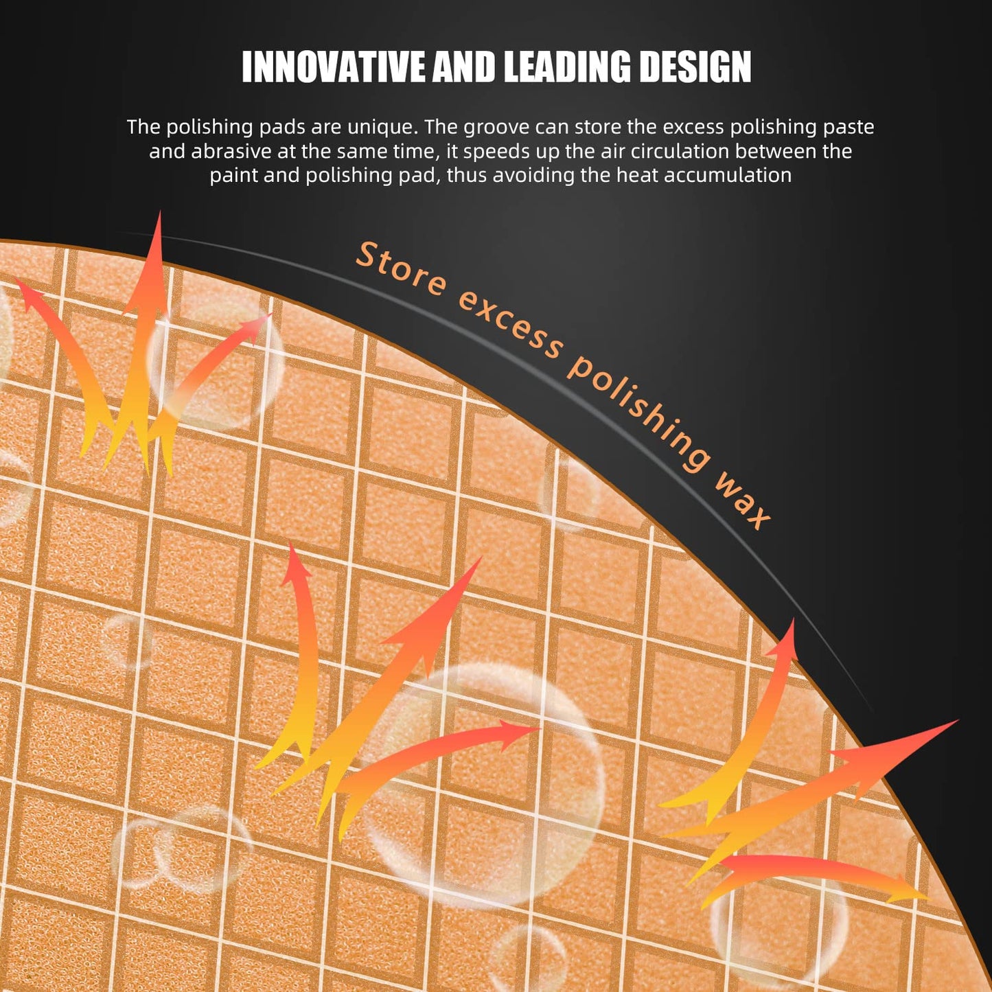 Orange Light Cut Pad, Buffing Polishing Pads, SPTA 1Pc 6.5 Inch Face for 6 Inch 150mm Backing Plate Compound Buffing Sponge Pads for Car Buffer Polisher Compounding, Polishing and Waxing -FPTSS6O