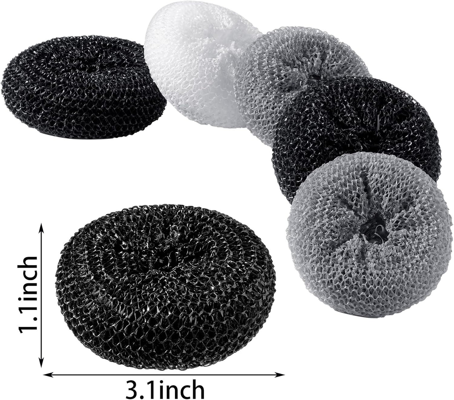 Blulu Plastic Dish Scrubbers for Dishes Pot Round Nylon Pad, Mesh Scouring Non Scratch Pads(Simple Colors,30 Pieces)