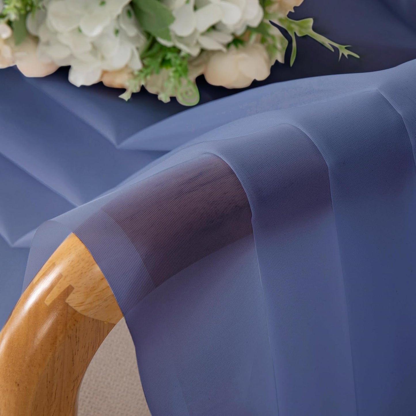 Chyhomenyc Royal Blue Sheer Curtains 63 Inch Length 2 Panels, Rod Pocket Solid Window Sheer Curtain Panels, Elegant Curtains & Drapes for Living Room Bedroom 2 Panels (Royal Blue, 42 W x 63 L)