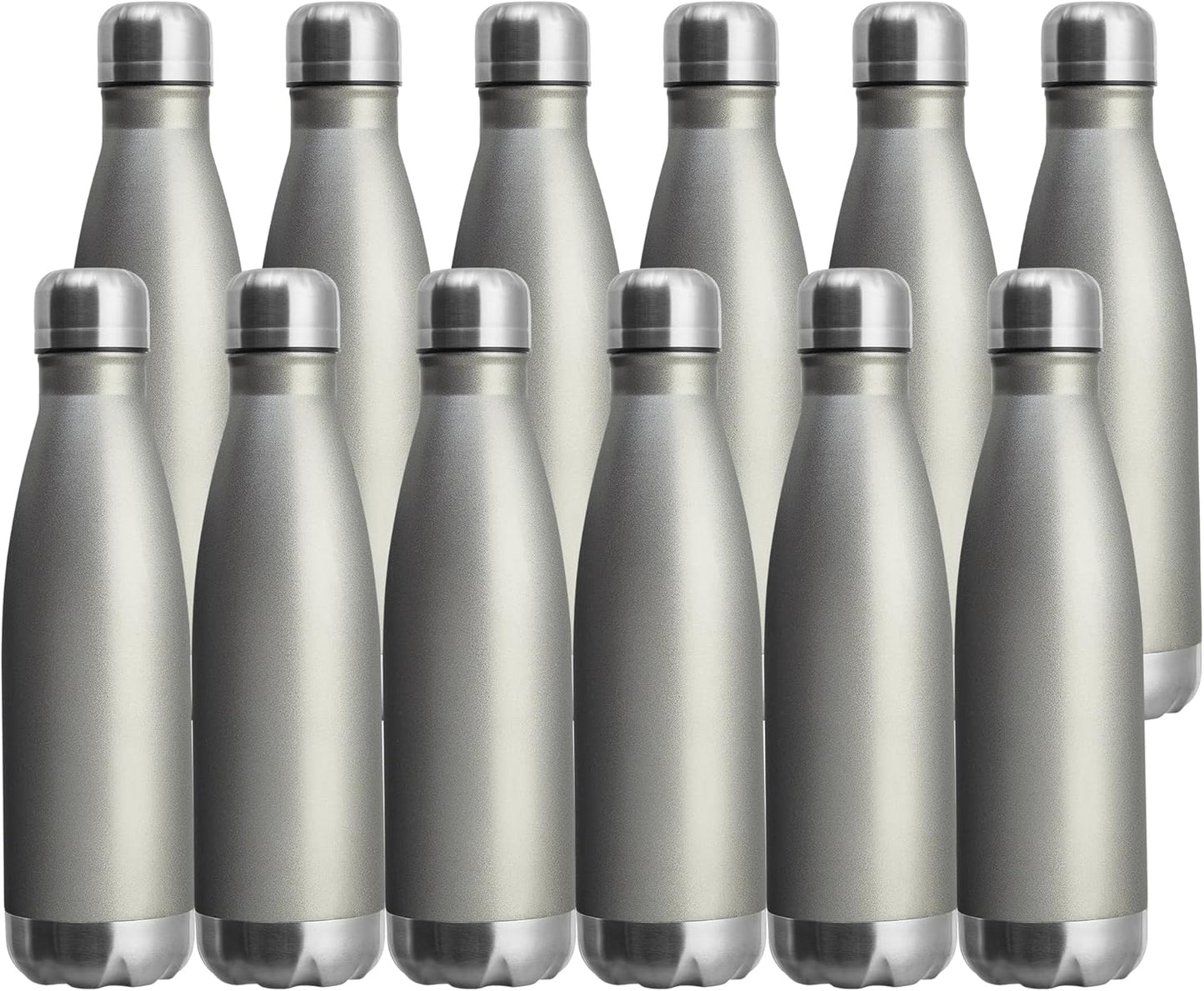 MEWAY 17oz Sport Water Bottle 12 Pack Vacuum Insulated Stainless Steel Leak-Proof Double Wall Cola Shape Water Bottle,Keep Drinks Hot & Cold (Cold Gray,12 Pack)