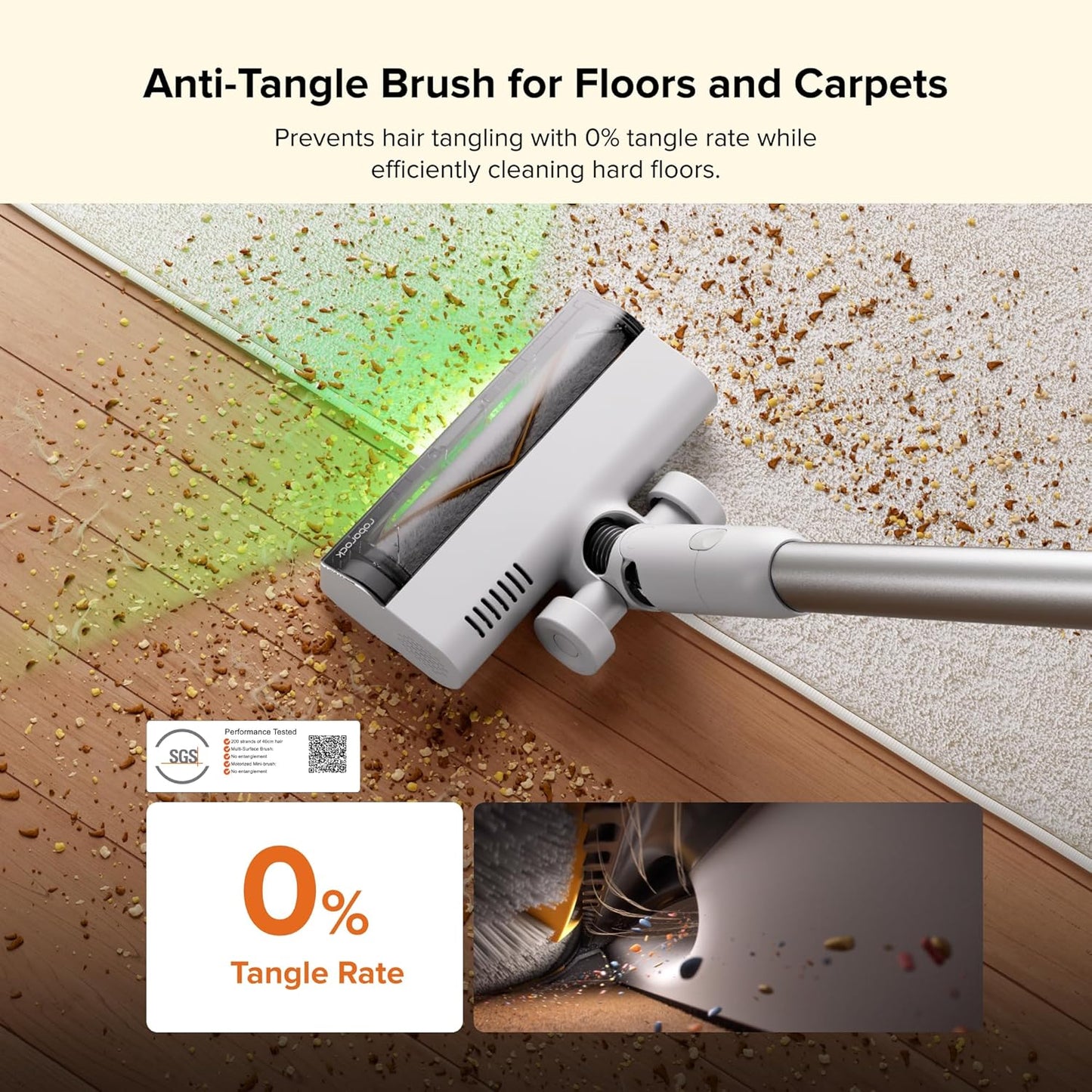 roborock H60 Hub Cordless Stick Vacuum Cleaner with Auto-Empty Dock, 115AW Suction for Carpets and Hard Floors, Vacuum Cleaners with 60-Min Runtime, Anti-Tangle Brush, 140° Green LED Dust Detection