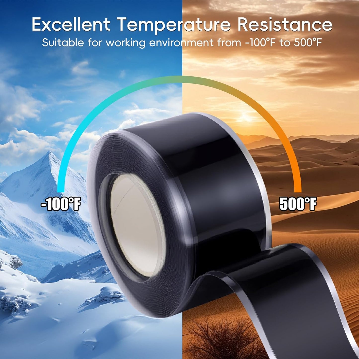 Self Fusing Silicone Tape 4 Rolls 1 in x 10' Black Waterproof Rescue Tape Rubber Leak Silicone Self-amalgamating Tape for Plumbing, Sealing Pipes, Hose Repair, Outdoor Coax and Tool Fixation